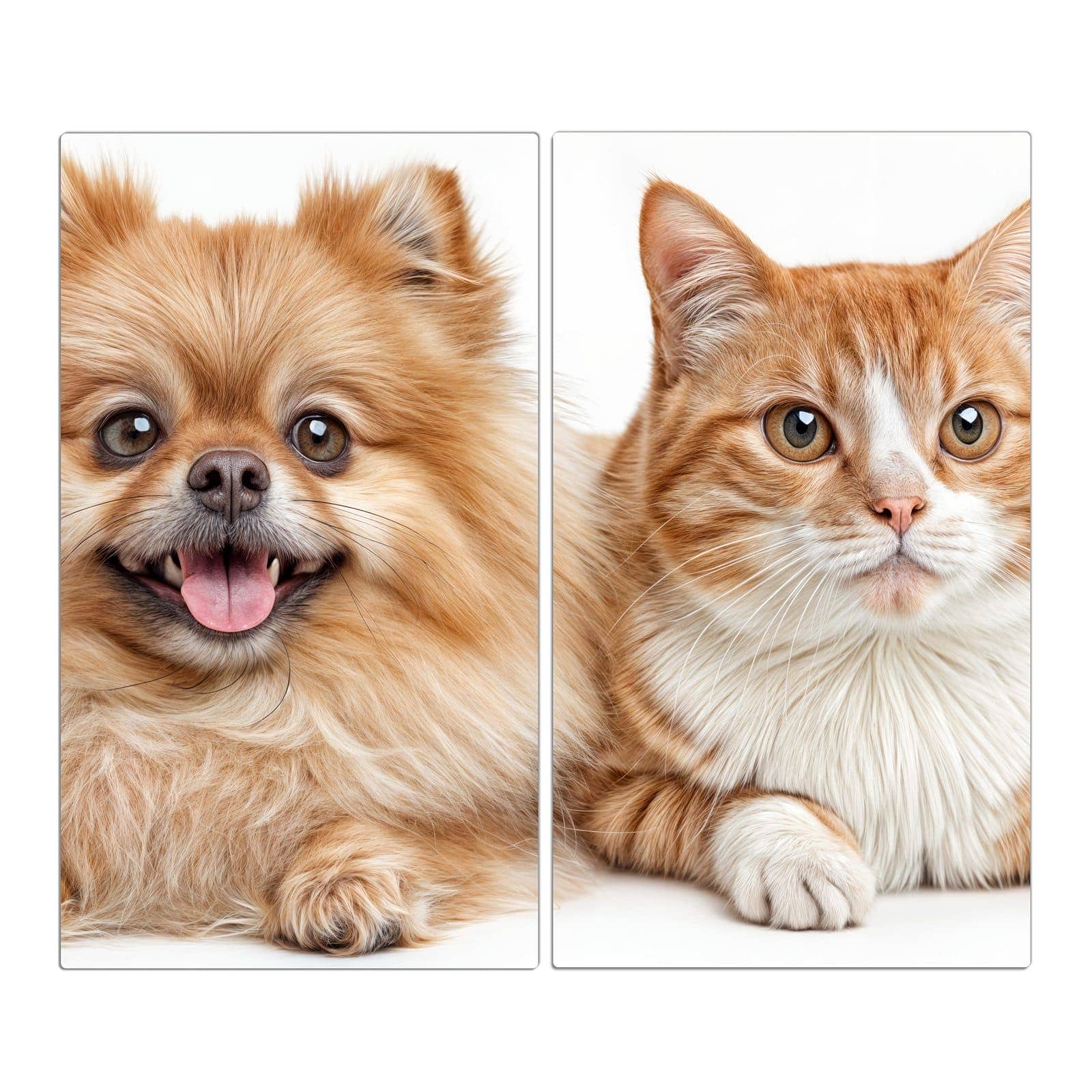 2-teilige Abdeckung für Herdplatten mit Hund und Katze-Motiv in der Frontansicht #grösse_2-Teilig (60x52cm)