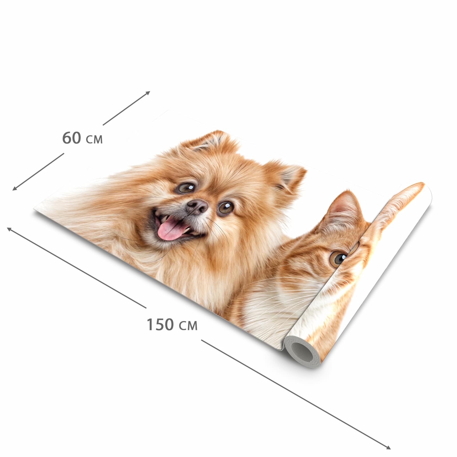 Geruchsneutraler Küchenteppich mit Motiv Hund und Katze in der Grösse 60x120 cm zum Waschen