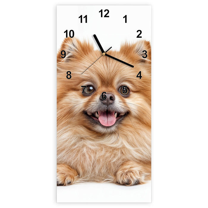 Wanduhr Hund und Katze aus Glas – Hochformat 30 × 60 cm mit Ziffernblatt Modern