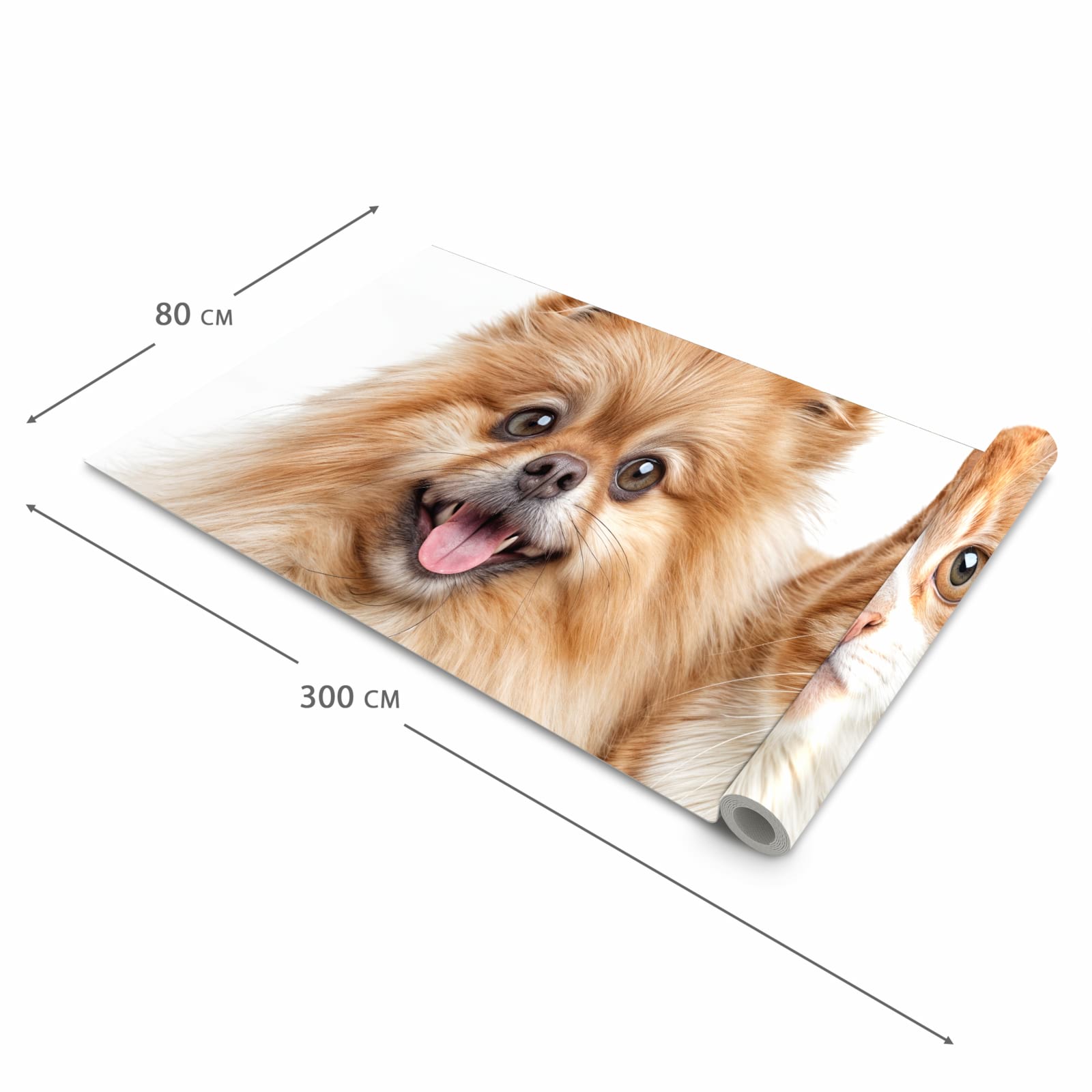 Strapazierfähiger rutschfester Küchenläufer mit Motiv Hund und Katze in der Größe 60x120 cm