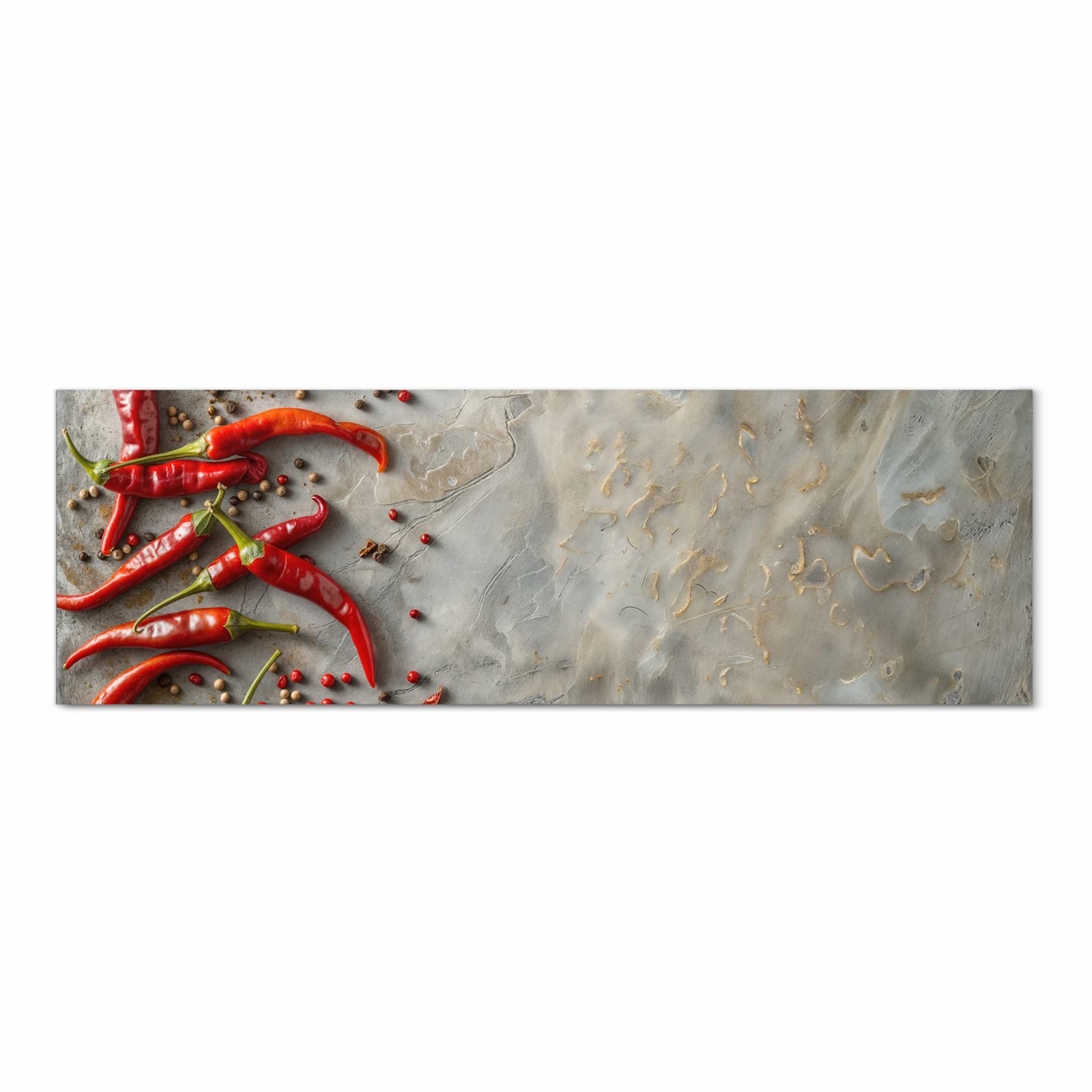 Strapazierfähiger waschbarer Küchenläufer mit Motiv Chili Schoten in Frontansicht