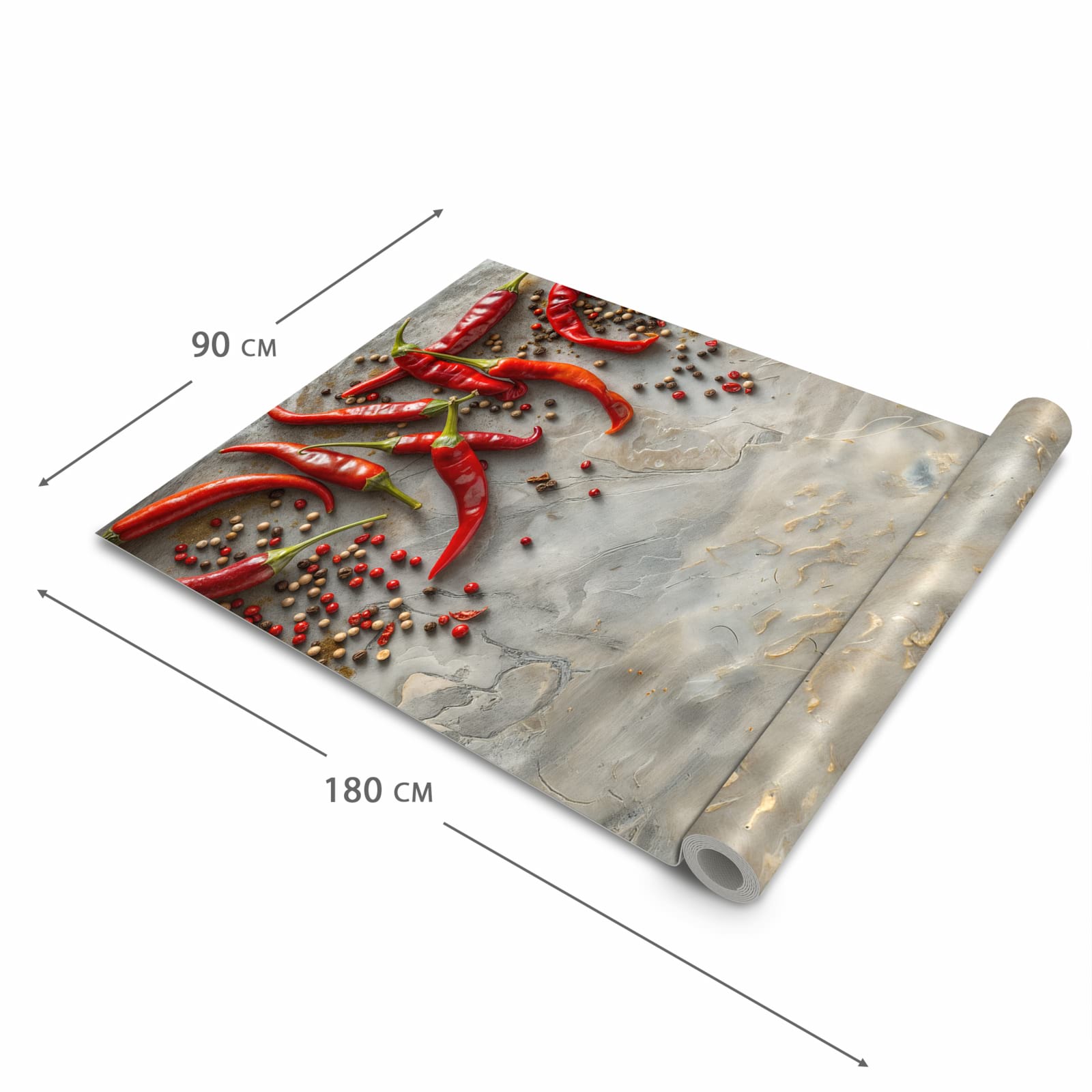 UV-beständiger rutschfester Küchenläufer mit Motiv Chili Schoten in der Grösse 90x240 cm