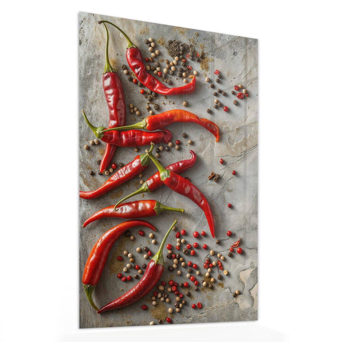 11 Größen – von 30 × 60 bis 60 × 150 cm – Wandbild - Chilis mit Pfeffer - Hochformat