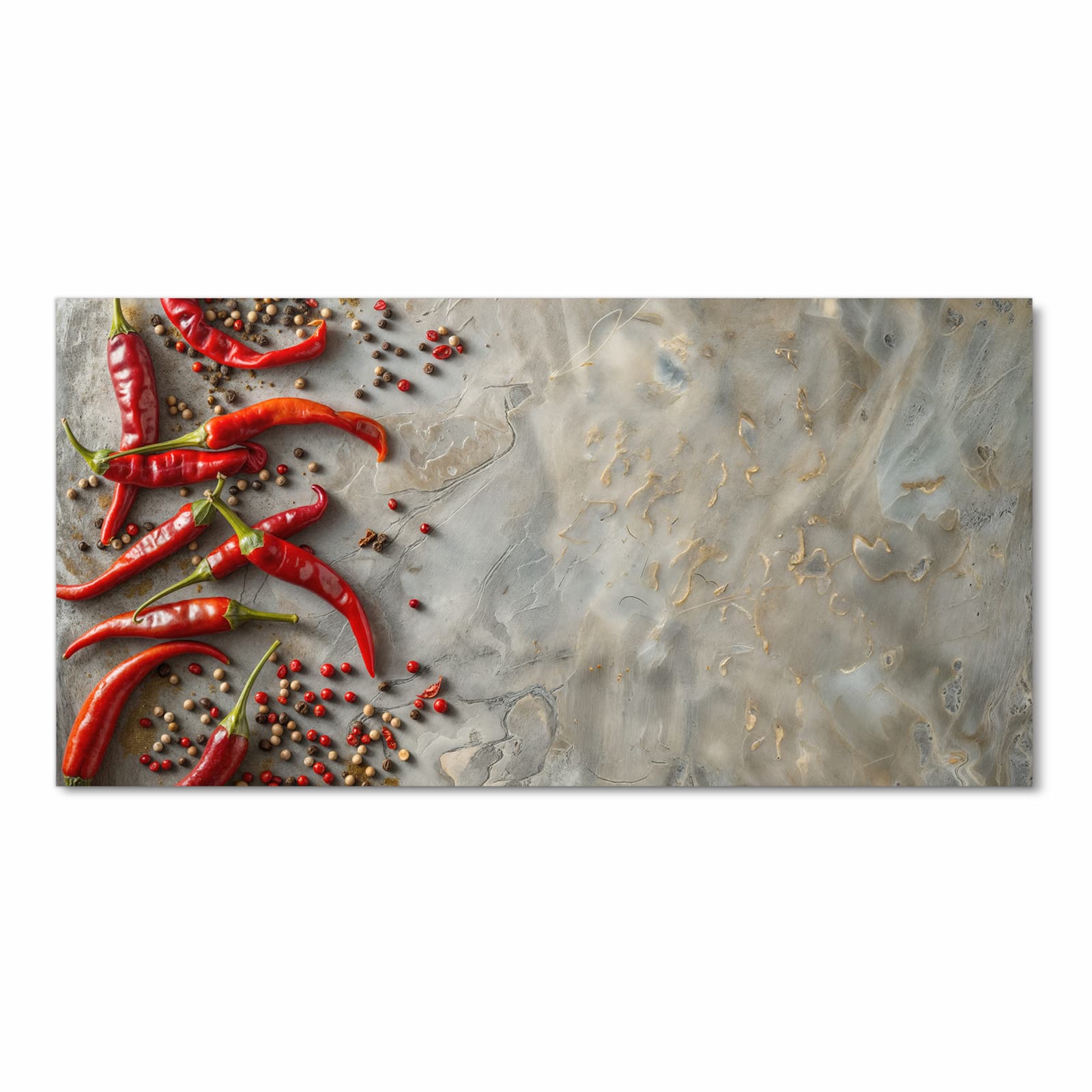 Flacher waschbarer Küchenteppich mit Motiv Chili Schoten in Frontansicht