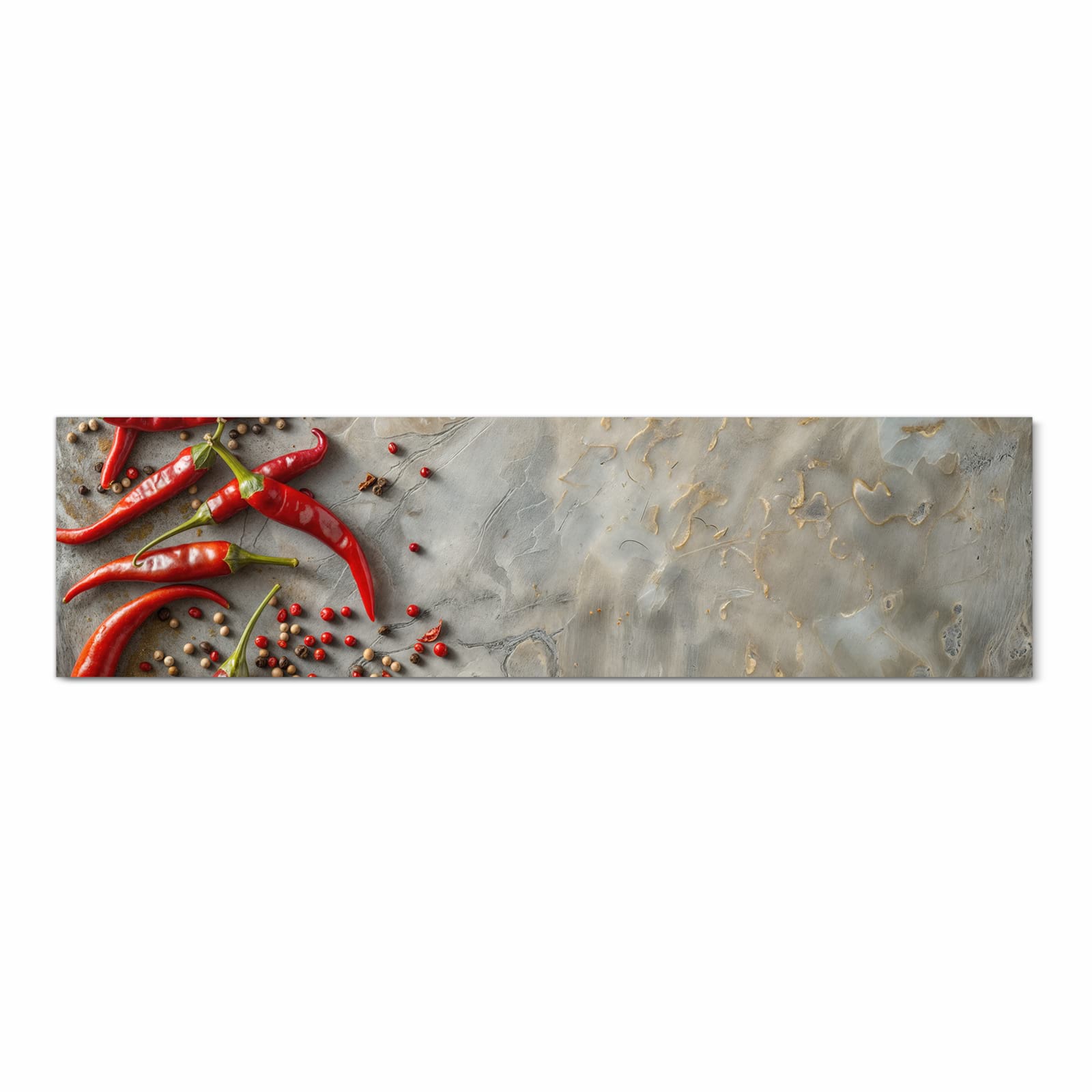 Langlebiger Küchenläufer mit Motiv Chili Schoten in Frontansicht für moderne Küchen