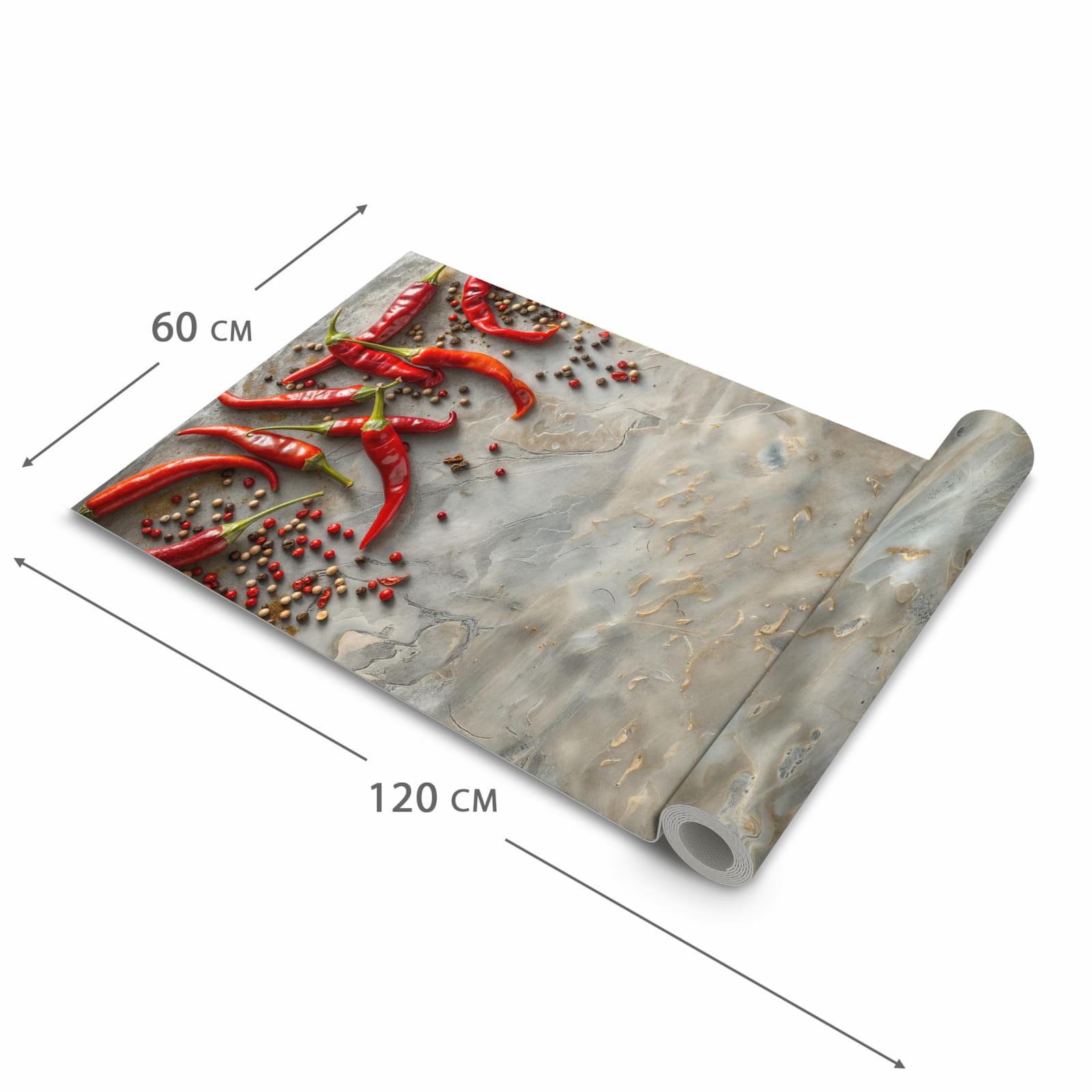 Rutschfester Küchenteppich mit Motiv Chili Schoten in der Größe 90x240 cm