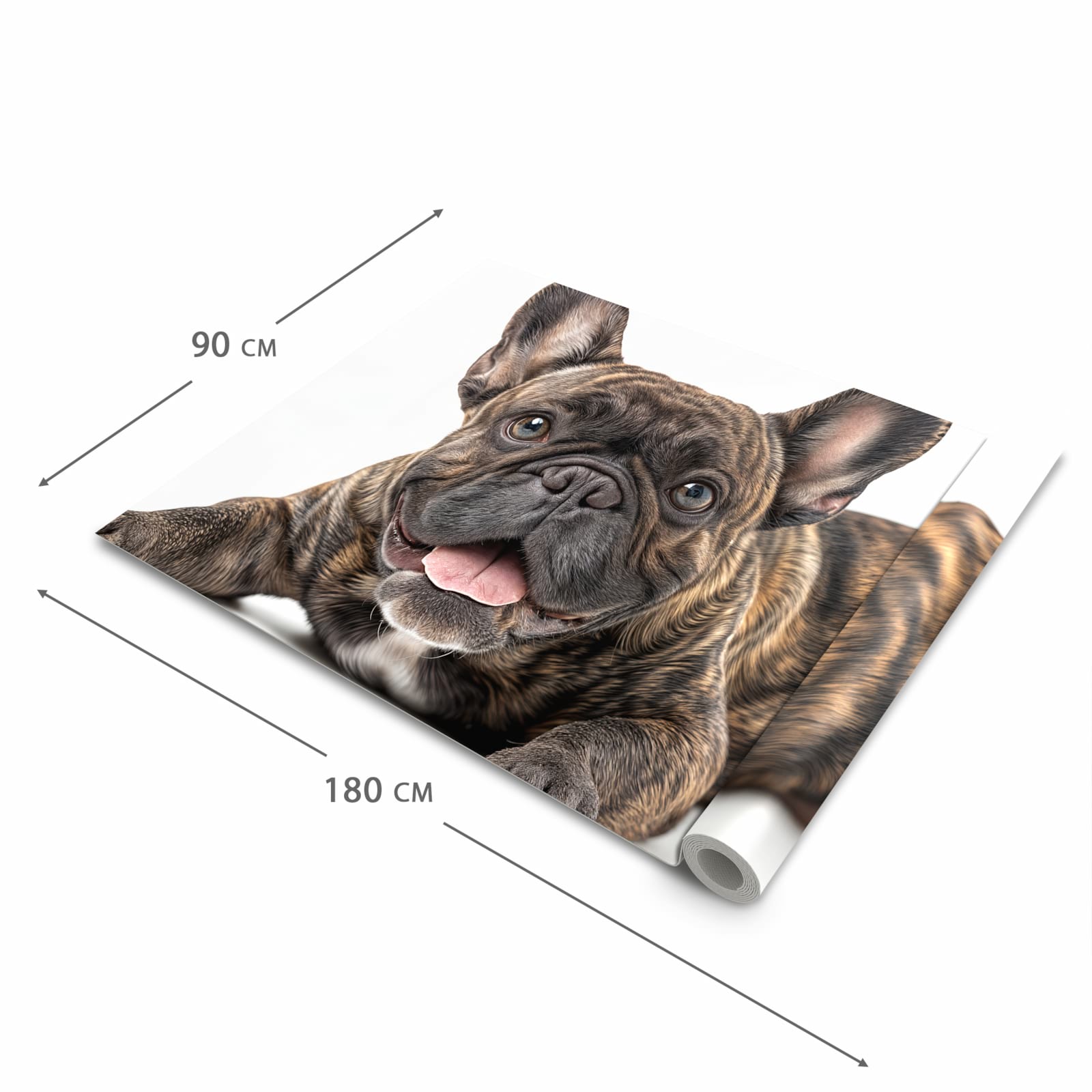 Waschbarer Küchenteppich mit Motiv Bulldogge von Französische in der Grösse 90x240 cm