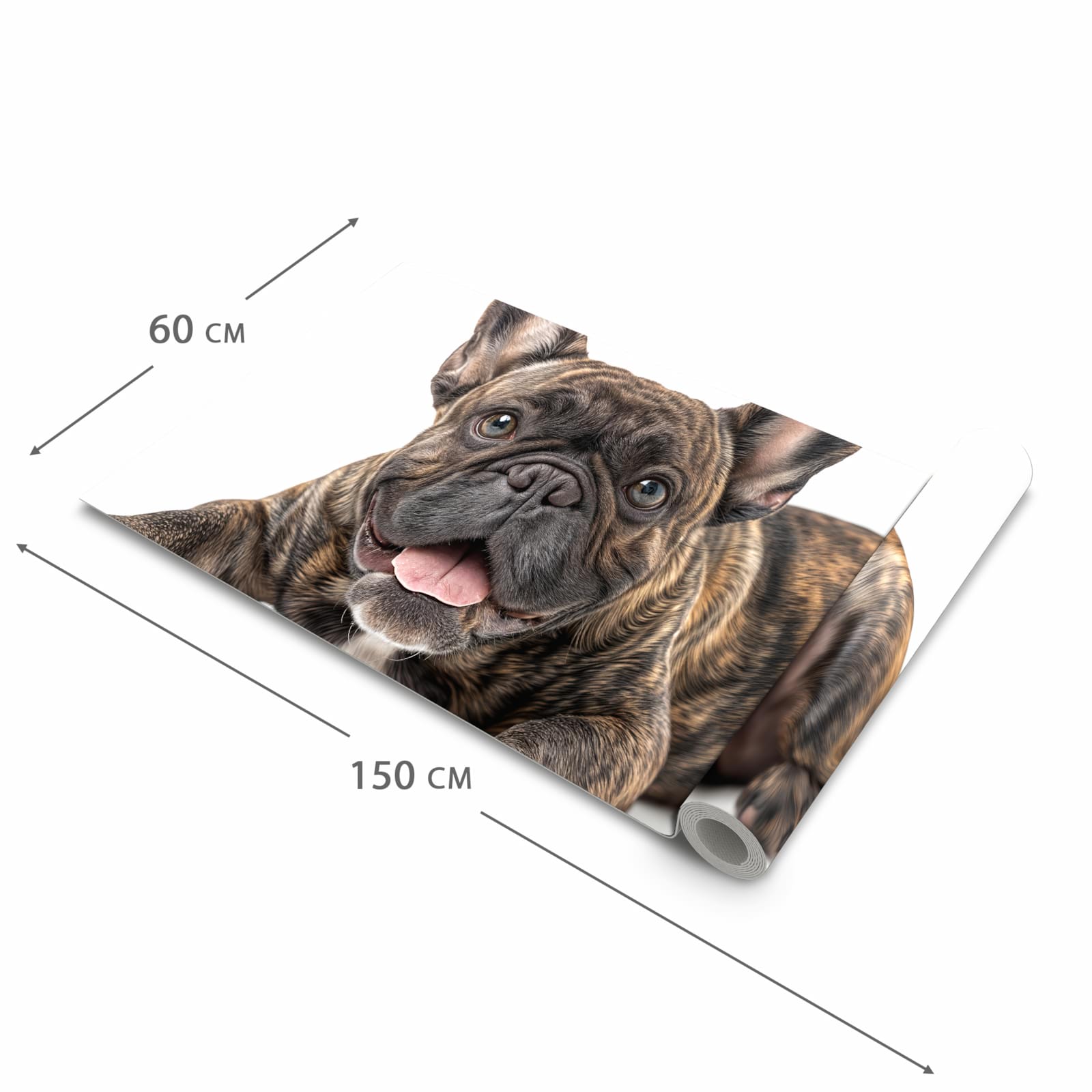 Geruchsneutraler rutschfester Läufer mit Motiv Bulldogge von Französische in der Grösse 90x240 cm