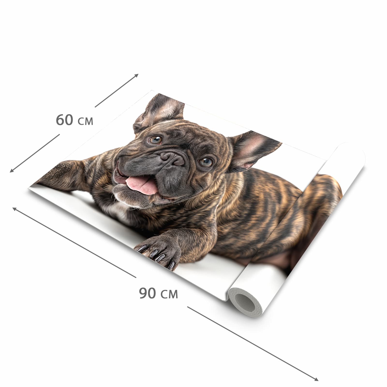 Rutschfester waschbarer Teppich Esstisch mit Motiv Bulldogge von Französische in der Grösse 90x240 cm