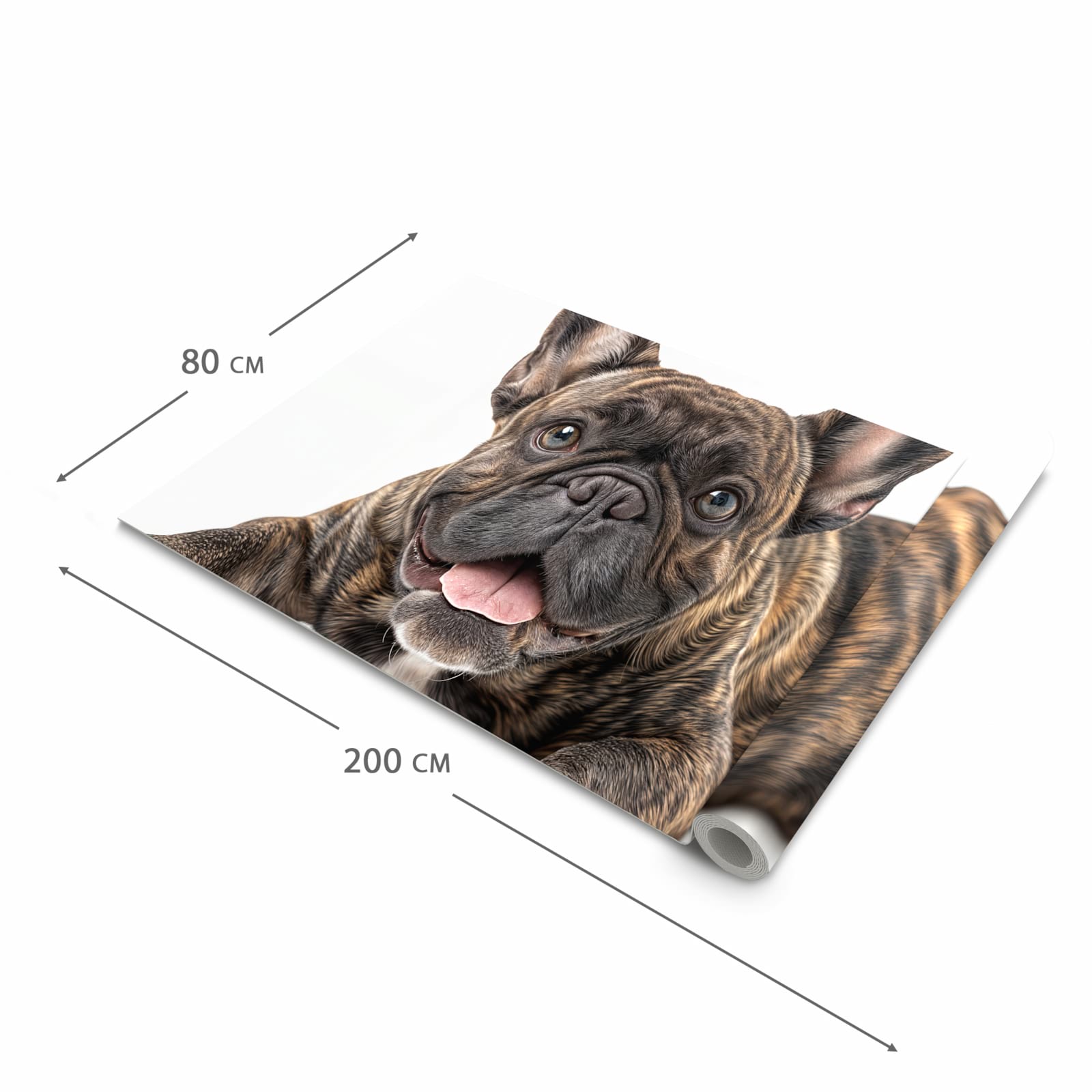 Pflegeleichter rutschfester Küchenteppich mit Motiv Bulldogge von Französische in der Grösse 90x240 cm