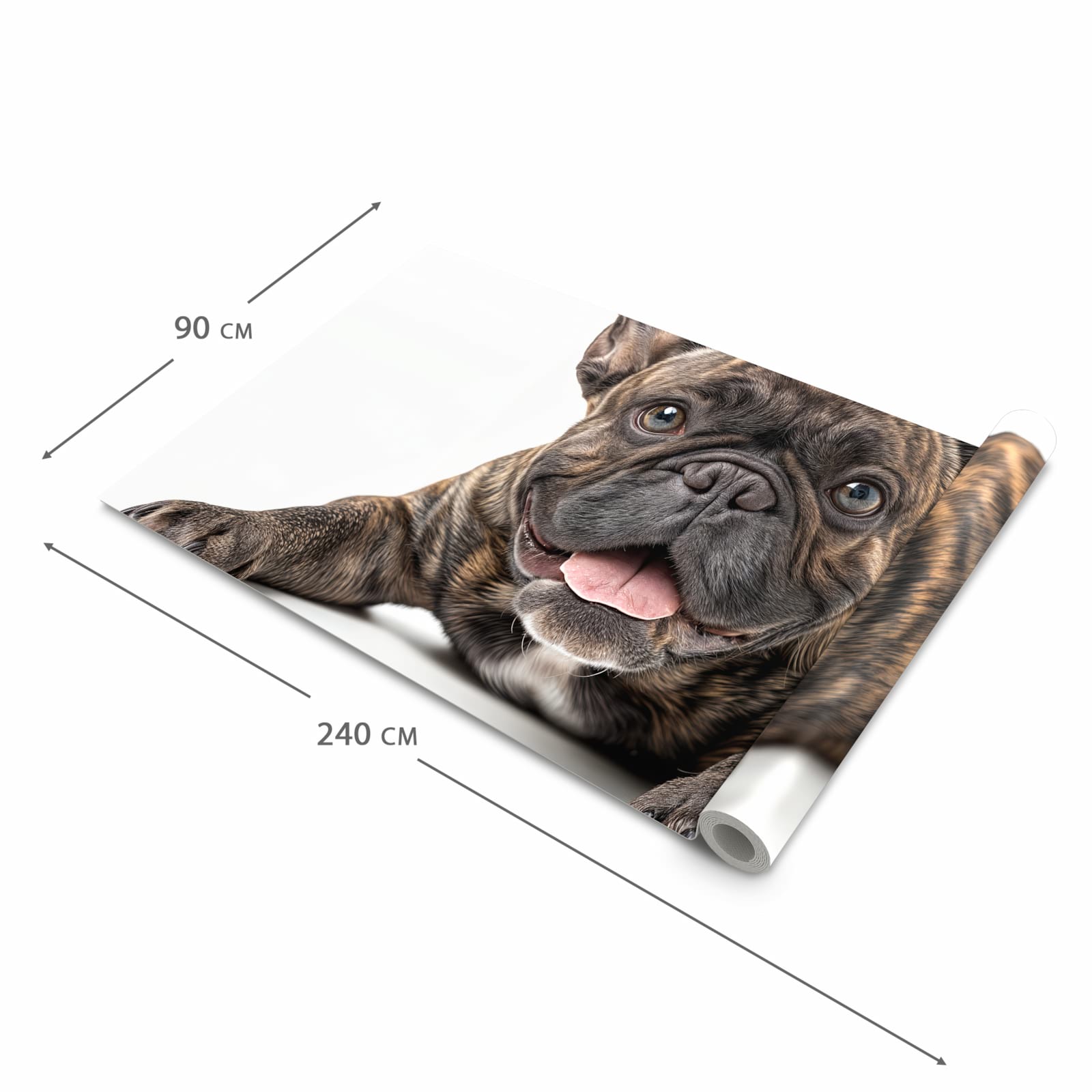 Langlebiger Küchenläufer mit Motiv Bulldogge von Französische in der Grösse 90x240 cm
