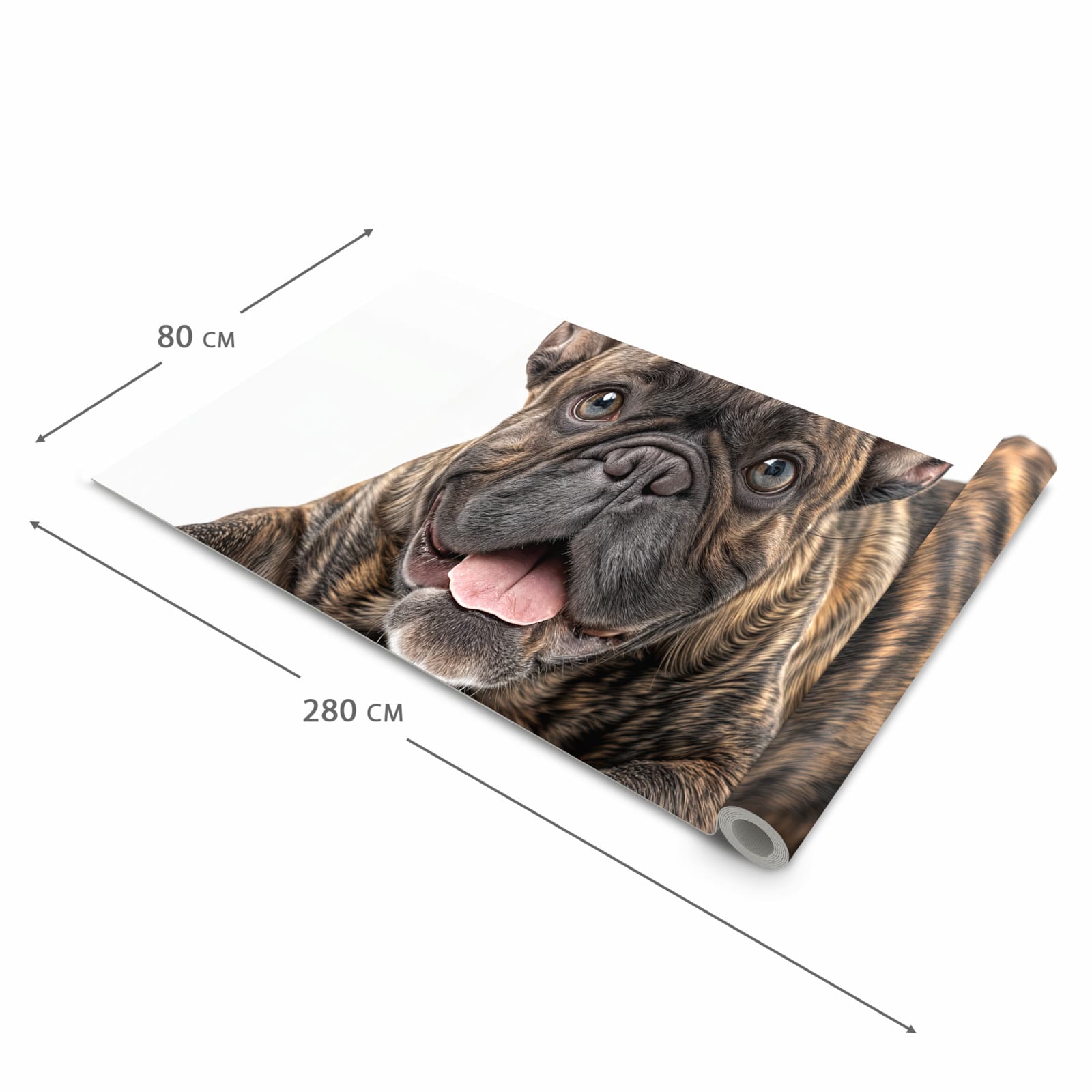 Hygienischer Bodenläufer Teppich mit Motiv Bulldogge von Französische in der Grösse 90x240 cm