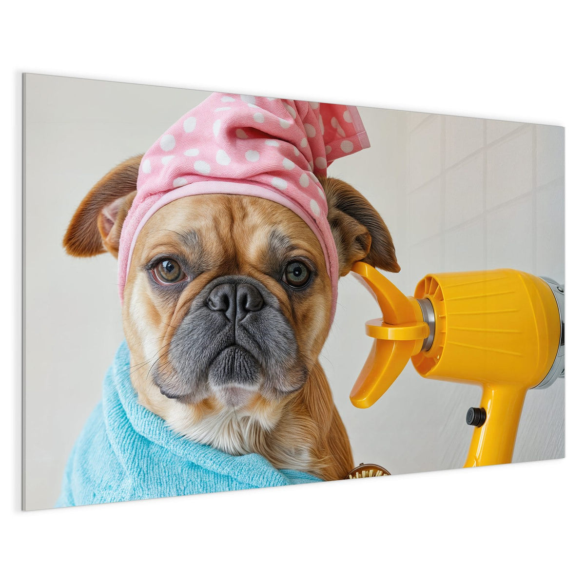 4 mm Glas statt lackiertem Blech – Magnettafel - Hund im Bademantel