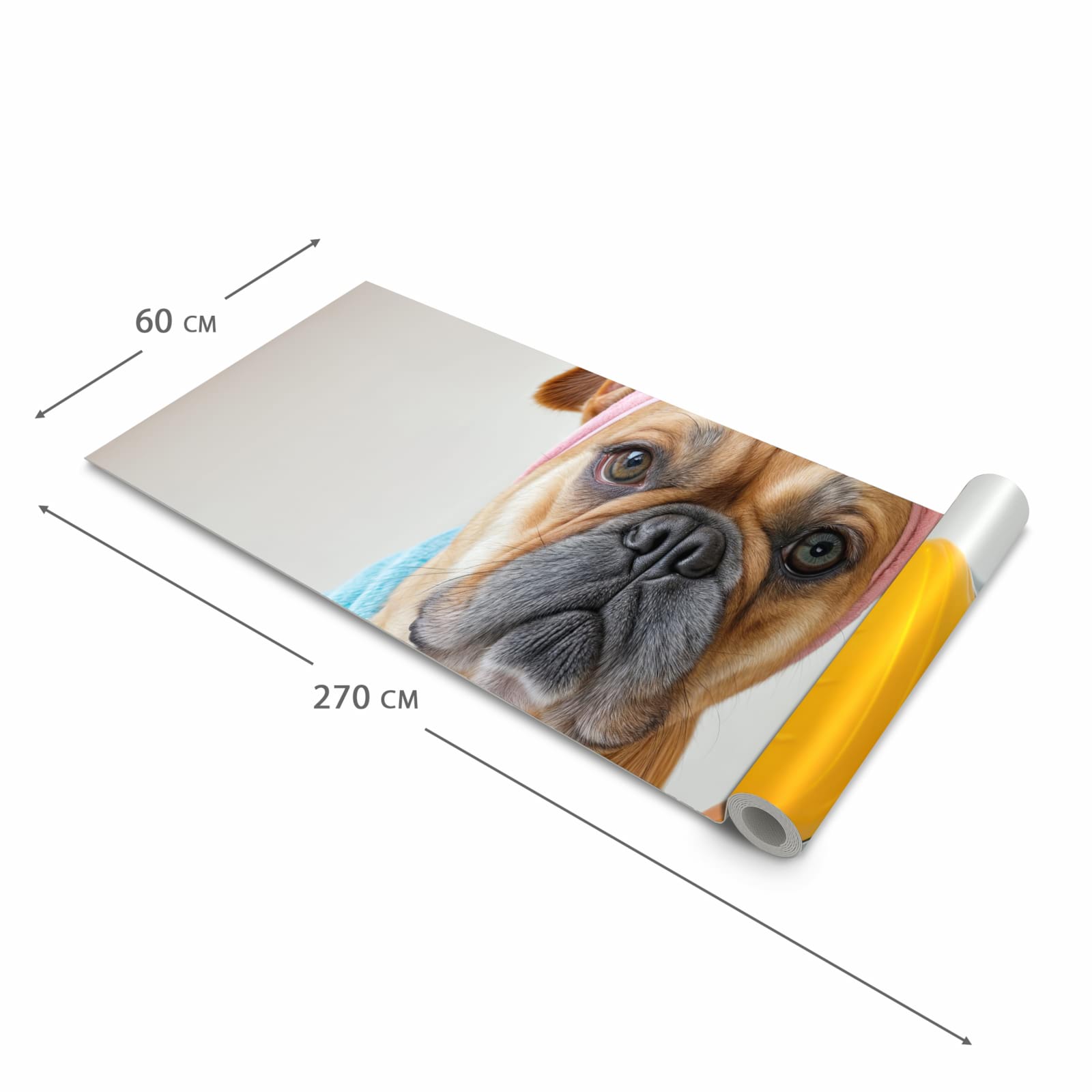 Formstabiler Küchenläufer mit Motiv Hund mit Badehandtuch in der Grösse 90x180 cm