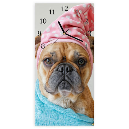Wanduhr mit dem Motiv Hund im Bademantel