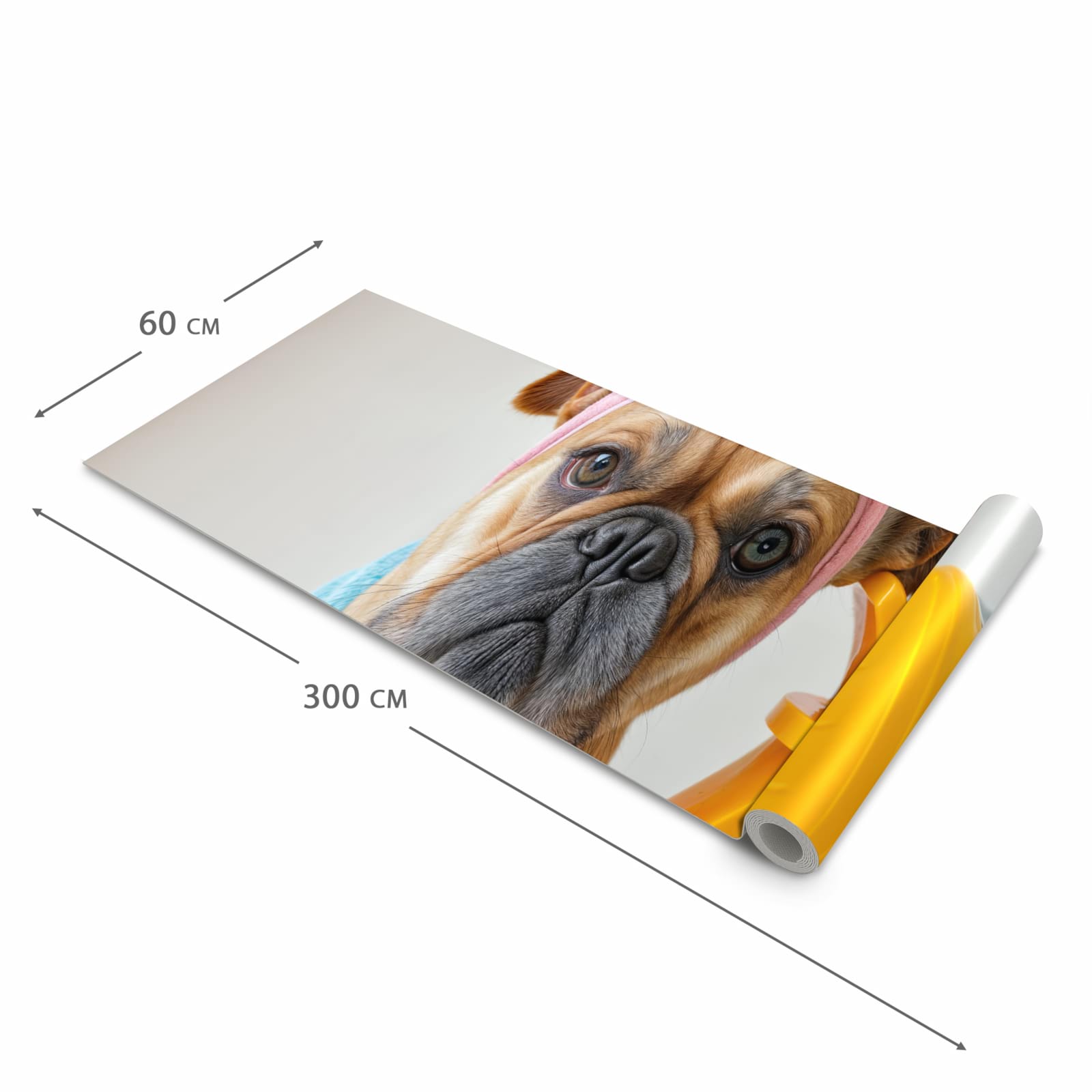 Küchenvorleger mit Motiv Hund mit Badehandtuch in der Grösse 90x180 cm für sichere Aufbewahrung