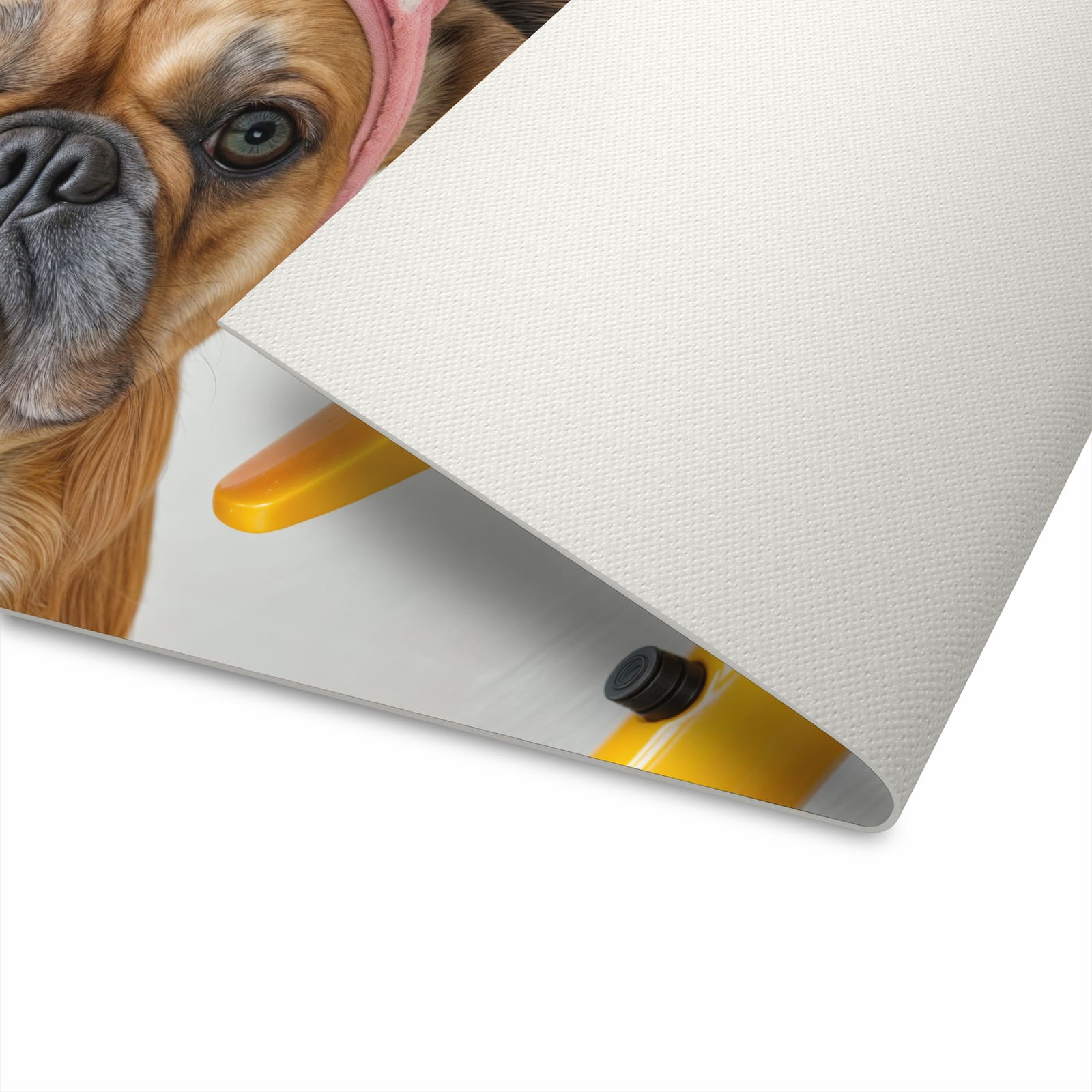 Rutschfester waschbarer Küchenteppich mit Motiv Hund mit Badehandtuch in der Unterseite