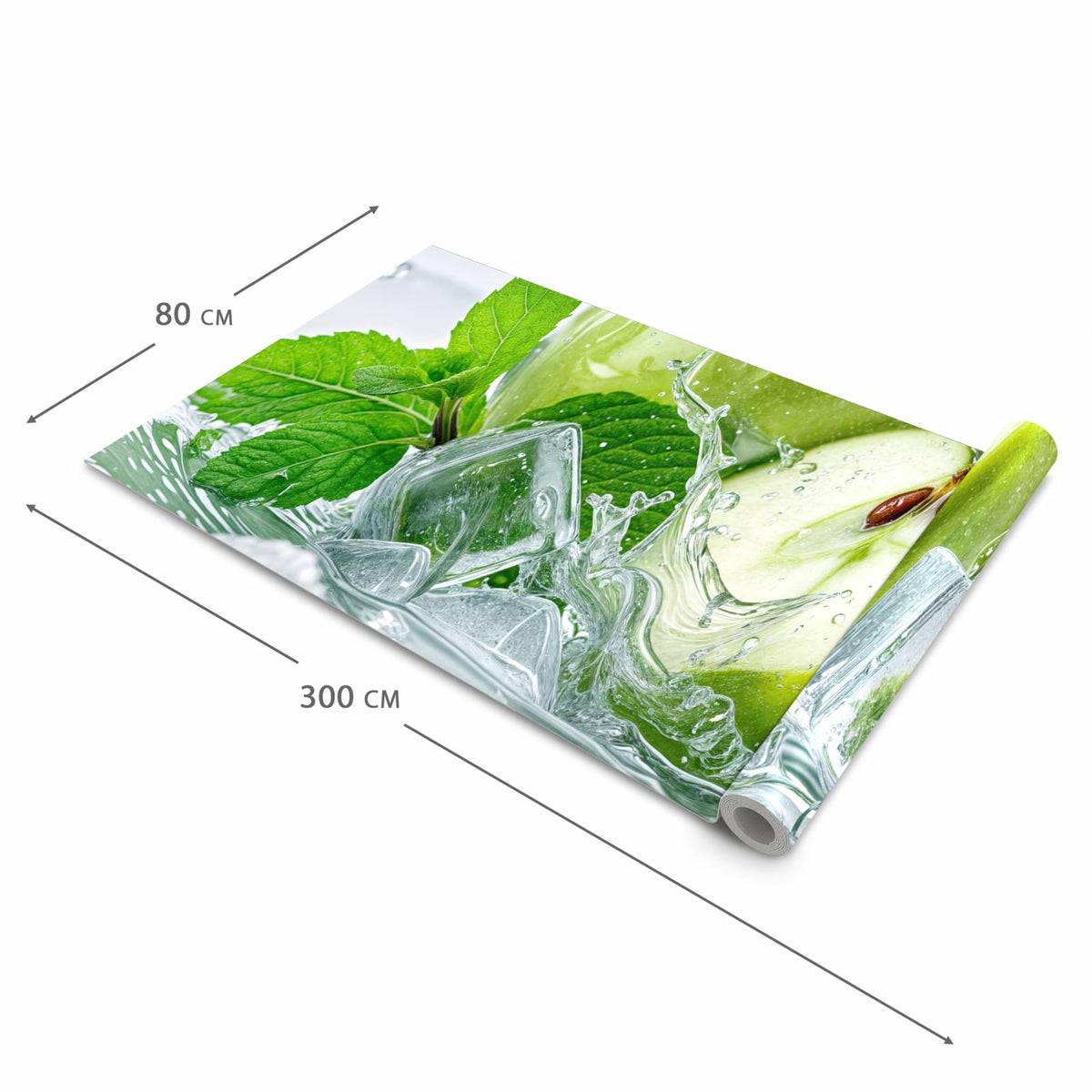 Langlebiger Teppich für die Küche mit Motiv Frische Äpfel Splash in der Grösse 90x180 cm