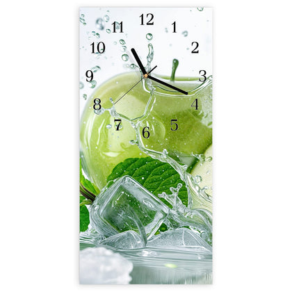 Wanduhr mit dem Motiv Grüne Äpfel mit Eis
