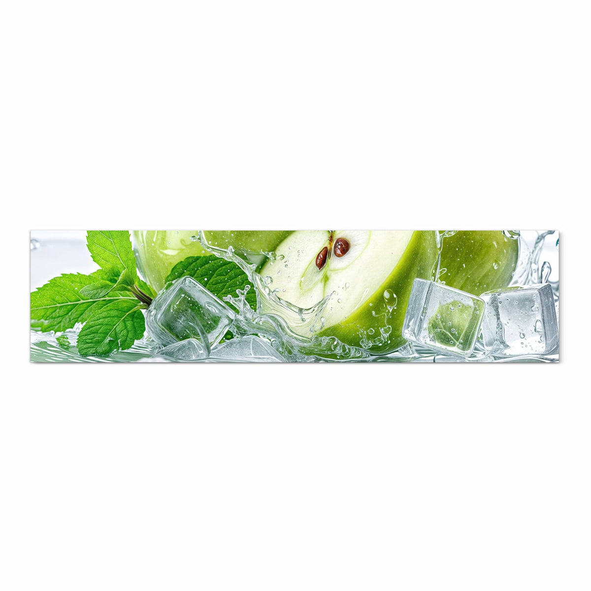 Geruchsneutraler Küchenläufer mit Motiv Frische Äpfel Splash in Frontansicht