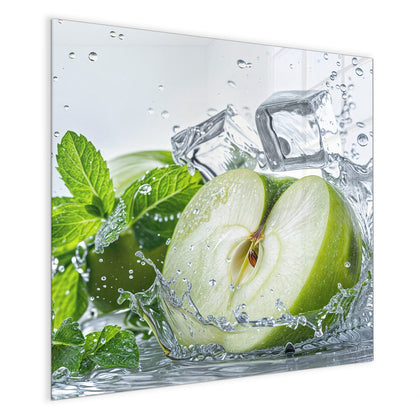 Magnettafel mit dem Motiv Grüner Apfel mit Minze