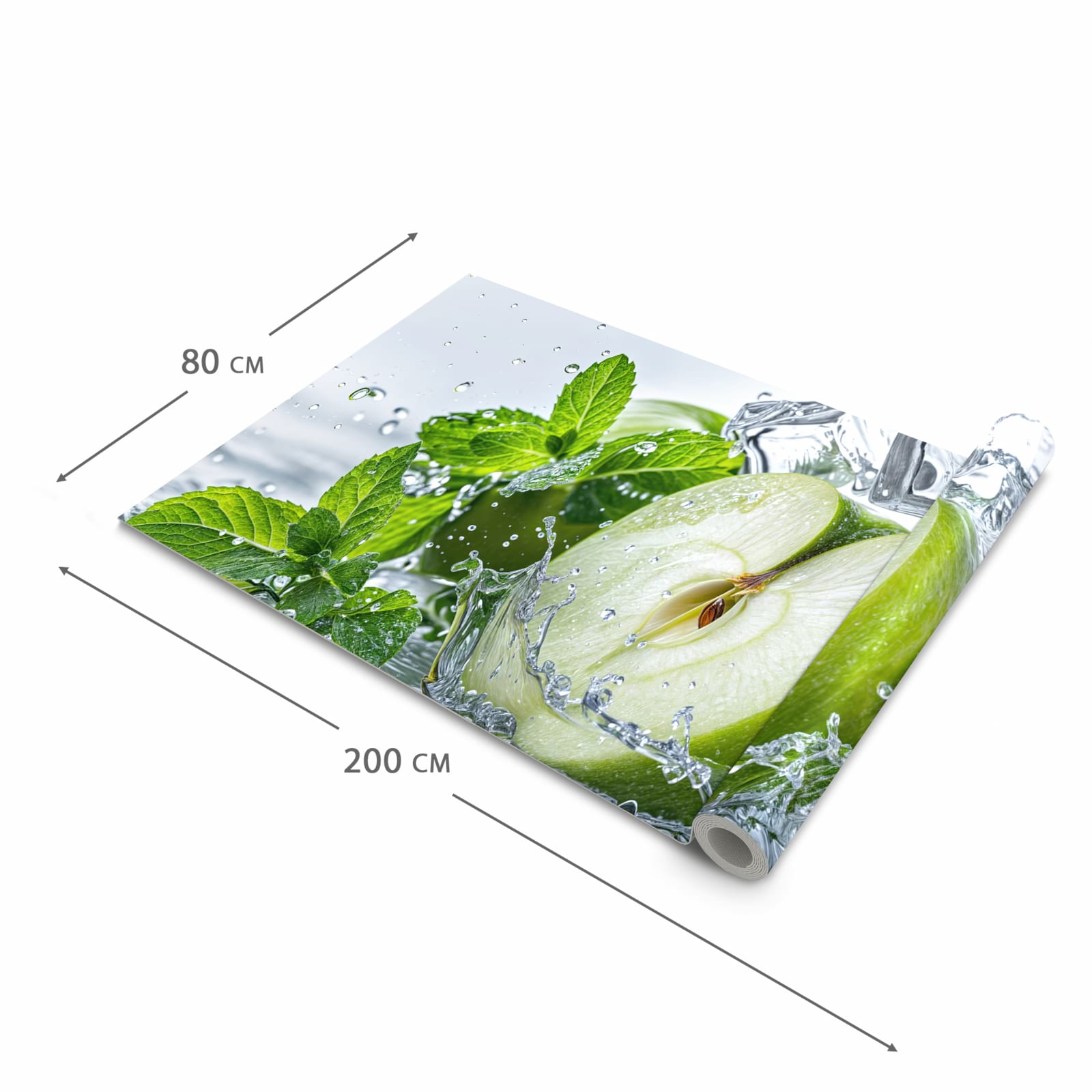 UV-beständiger Küchenläufer mit Motiv Spritzender Apfel Mint in der Grösse 90x180 cm