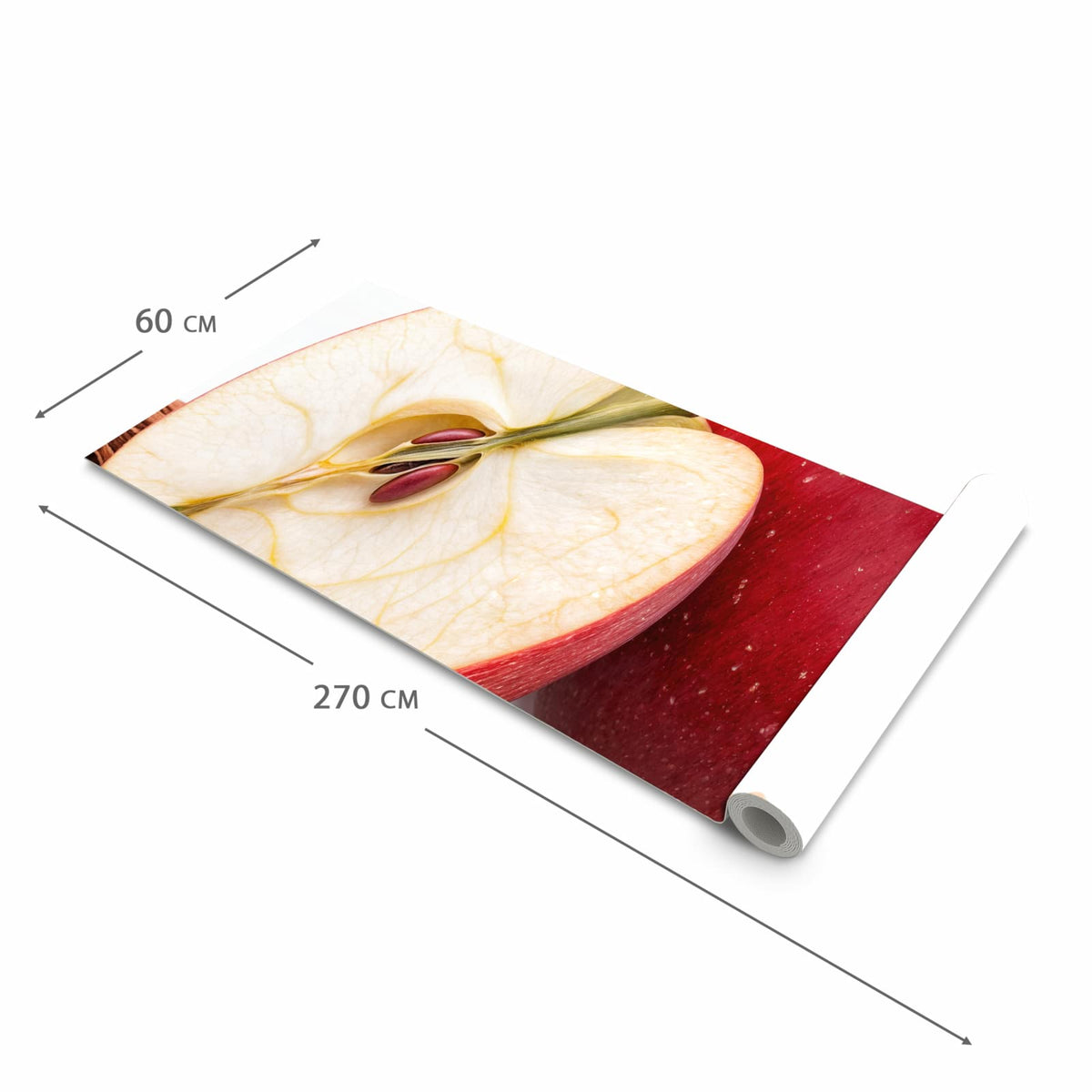 Waschbarer Teppich für Esstisch mit Motiv Apfel mit Zimt in der Größe 80x300 cm