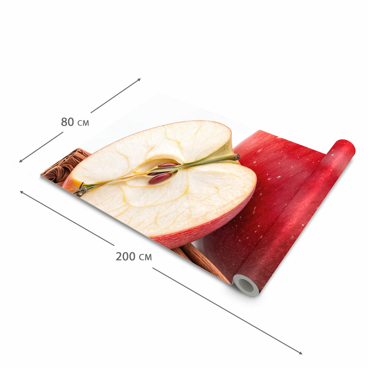 Waschbarer Bodenläufer Teppich mit Motiv Apfel mit Zimt in der Grösse 80x300 cm