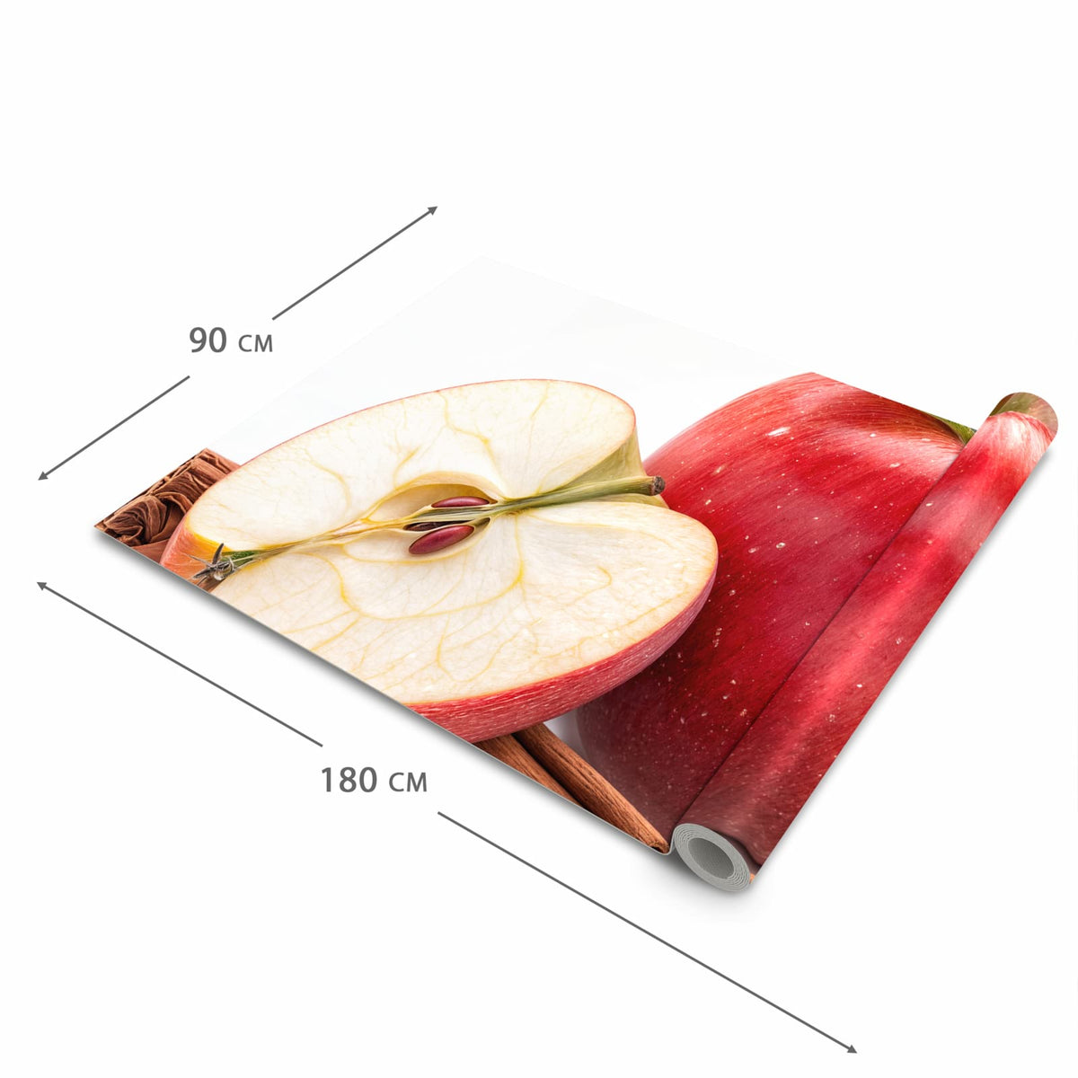 Bodenschonender rutschfester Küchenteppich mit Motiv Apfel mit Zimt in der Grösse 80x300 cm