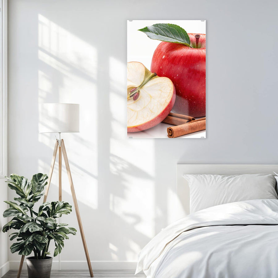 Maße Wandbild - Apfelhälfte mit Zimt - Hochformat