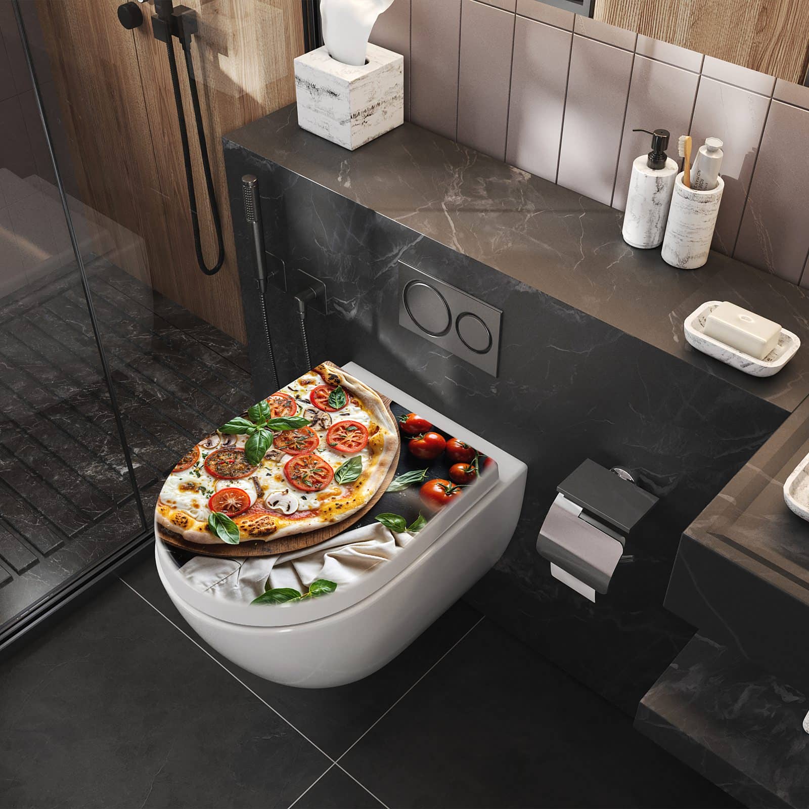 WC-Sitz mit Absenkautomatik Pizza mit Tomaten