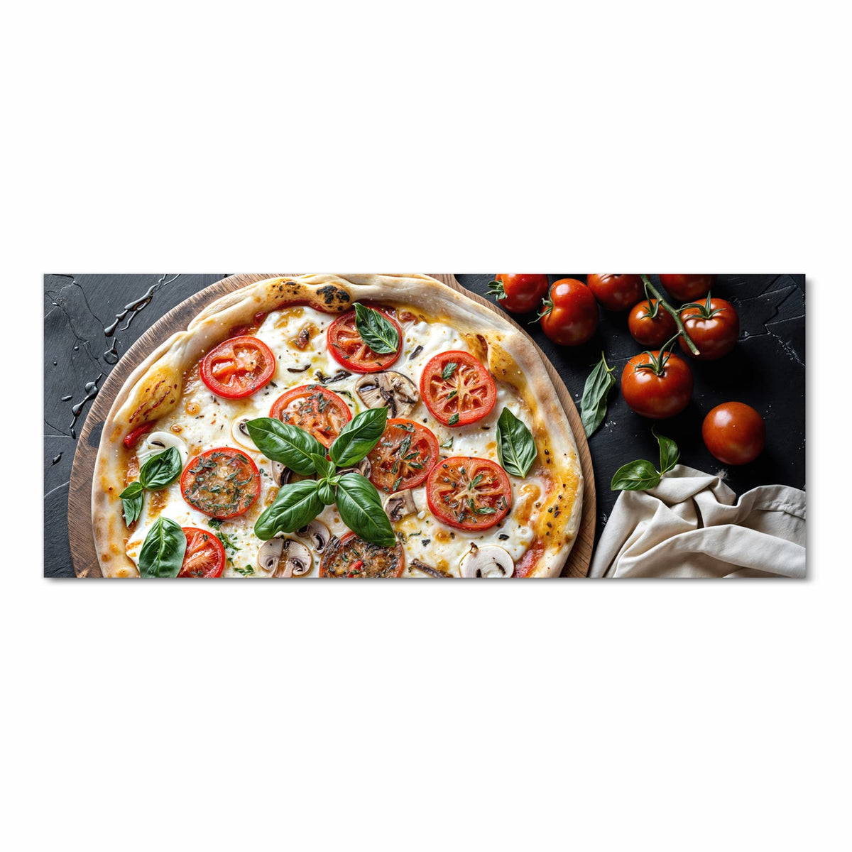 Geräuschdämpfender Bodenläufer mit Motiv Pizza mit Tomaten in Frontansicht