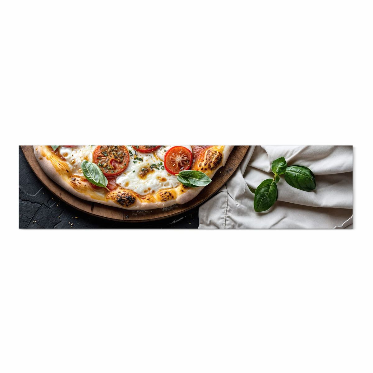 UV-beständiger Küchenteppich mit Motiv Pizza mit Tomaten in Frontansicht