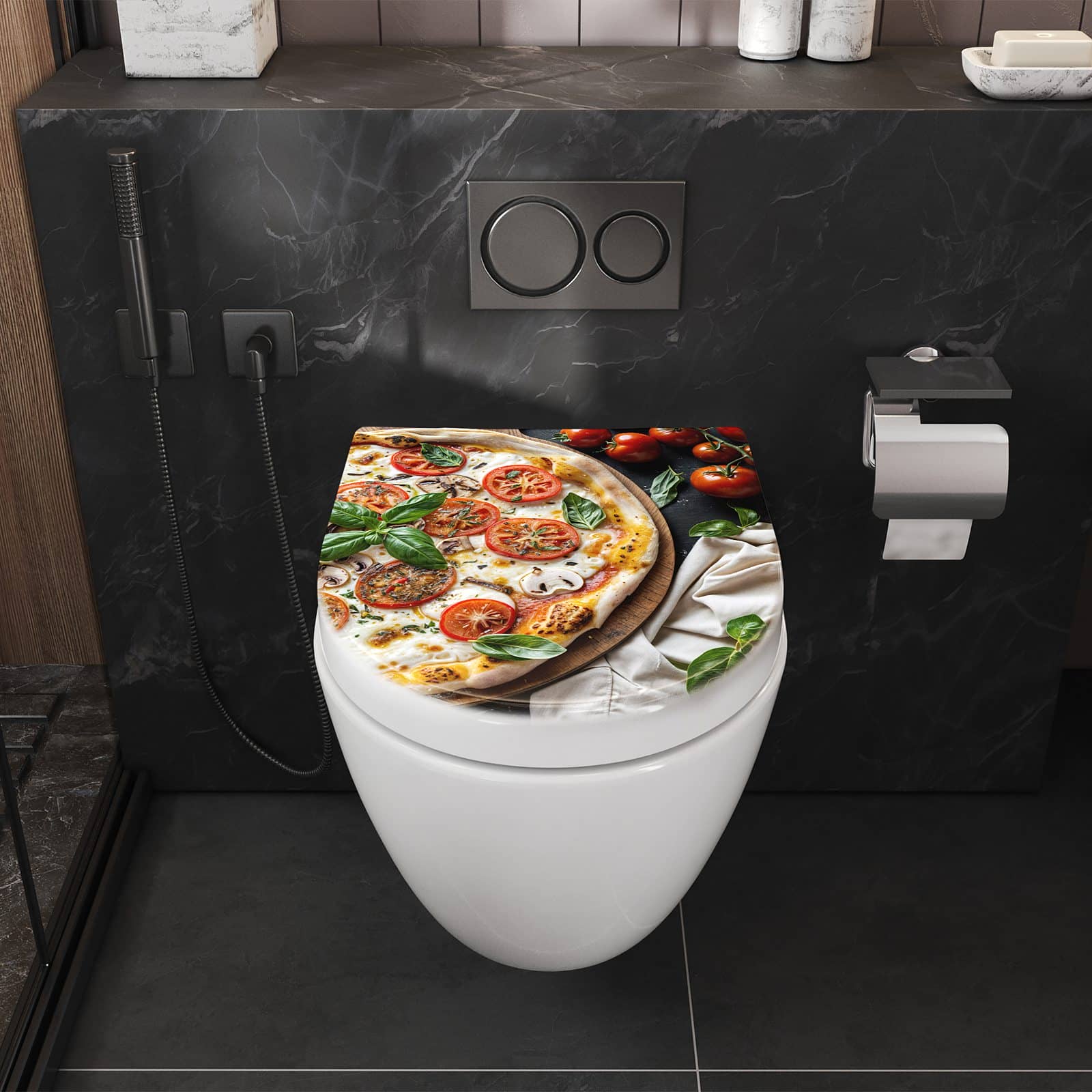 WC-Sitz mit Absenkautomatik Pizza mit Tomaten