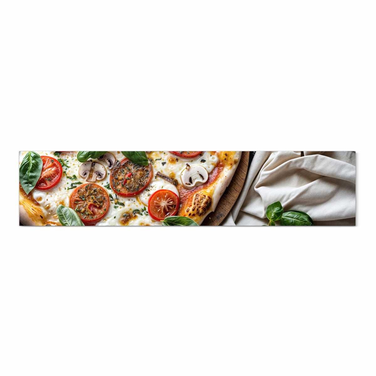 Küchenteppich waschbar mit Motiv Pizza mit Tomaten in Frontansicht für mehr Trittkomfort