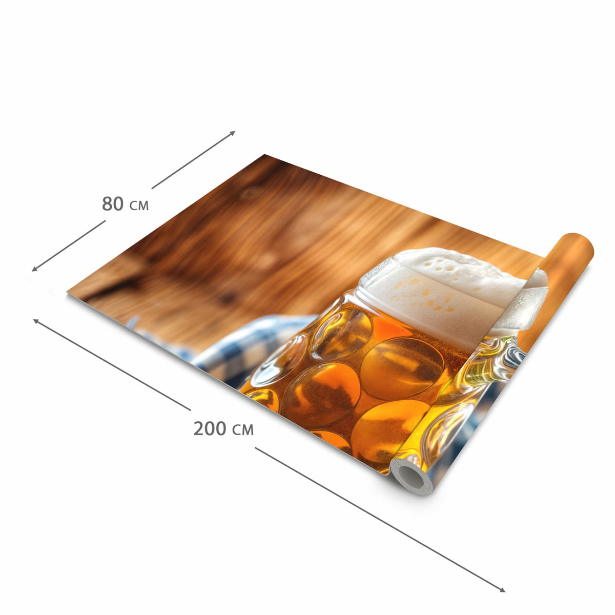 Rutschfester Küchenteppich mit Motiv Bierglas in der Grösse 80x280 cm