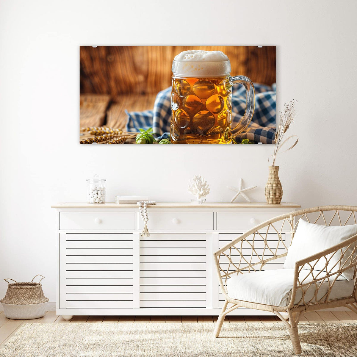 Echtglas, 4 mm – kein Acryl, keine Folie – Wandbild - Bayerisches Bier - Querformat