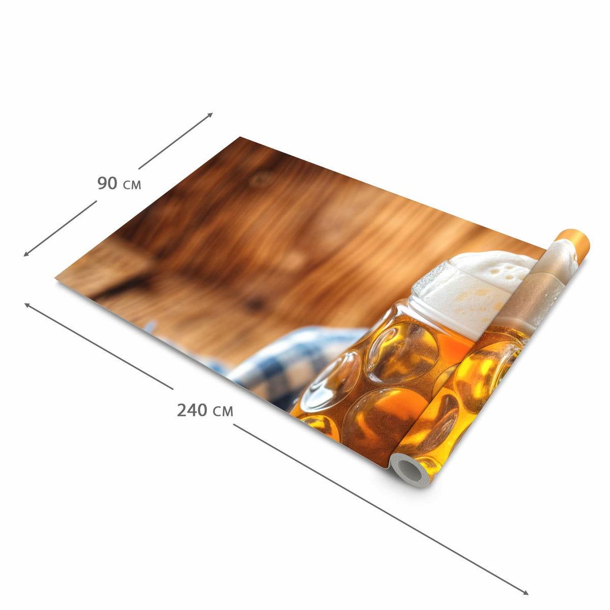 Farbbeständiger Läufer für die Küche mit Motiv Bierglas in der Grösse 80x280 cm