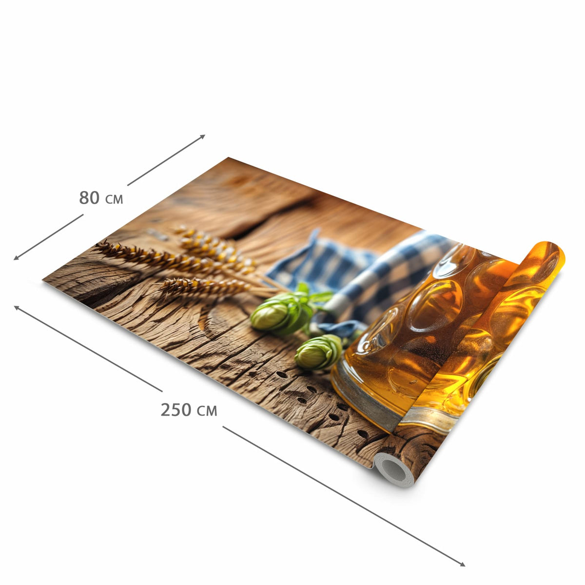 Feuchtigkeitsresistenter Teppich für die Küche mit Motiv Bierglas in der Grösse 80x280 cm
