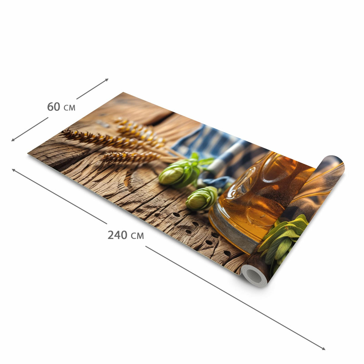 Hygienischer abwaschbarer Küchenteppich mit Motiv Bierglas in der Grösse 80x280 cm
