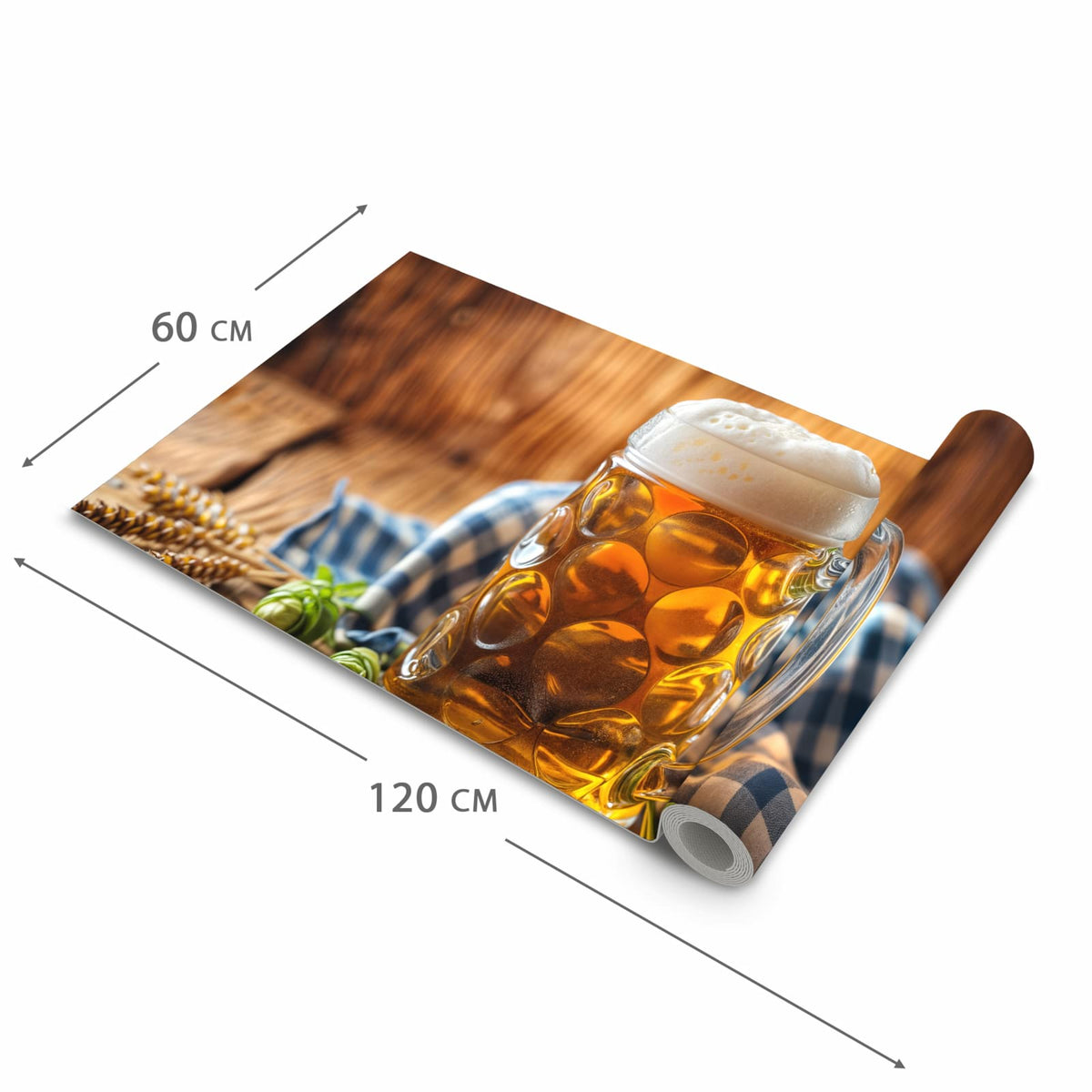 Waschbarer rutschfester Küchenläufer mit Motiv Bierglas in der Grösse 80x280 cm