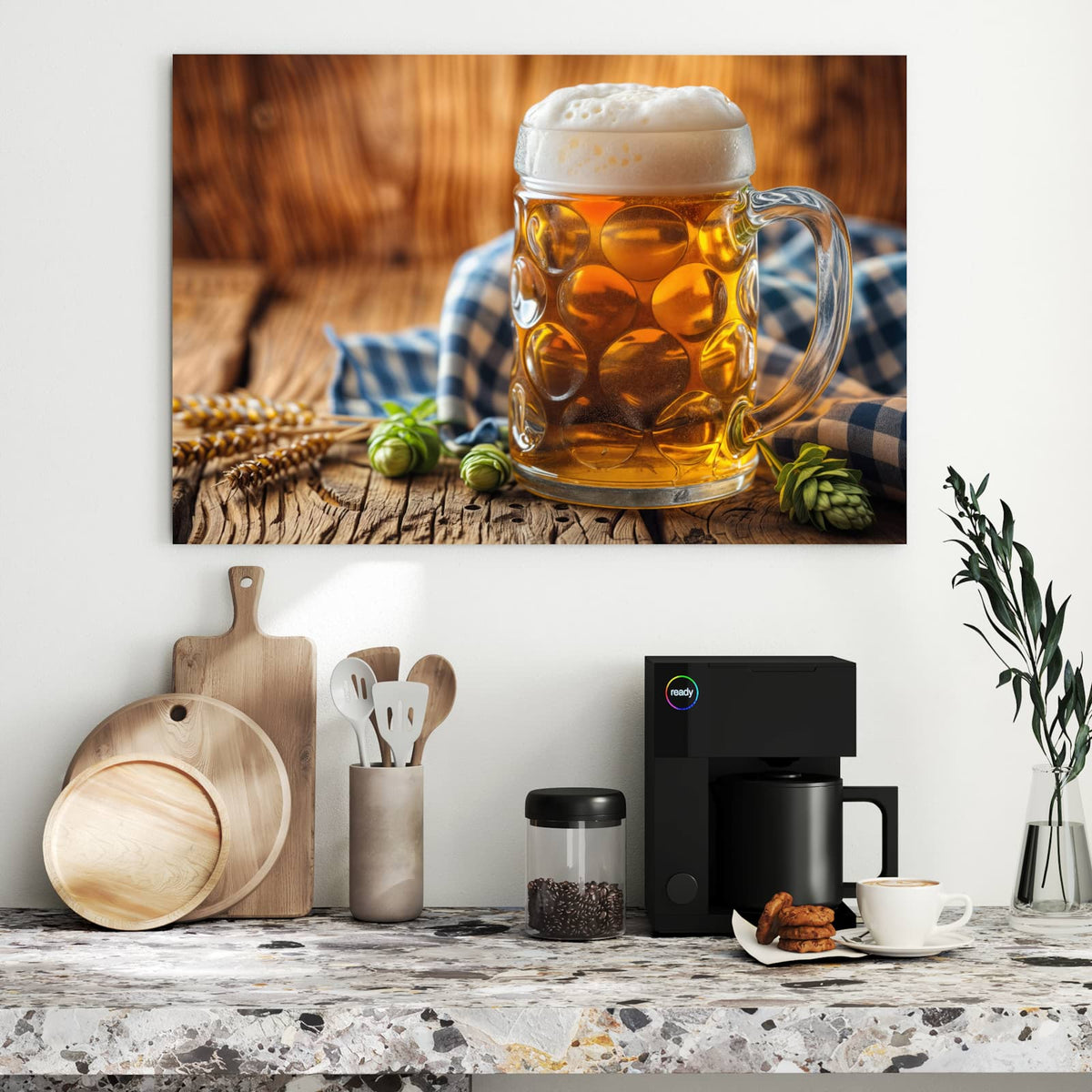 Metall Magnettafel - Bayerisches Bier – Goldenes Bier mit hoher Schaumkrone