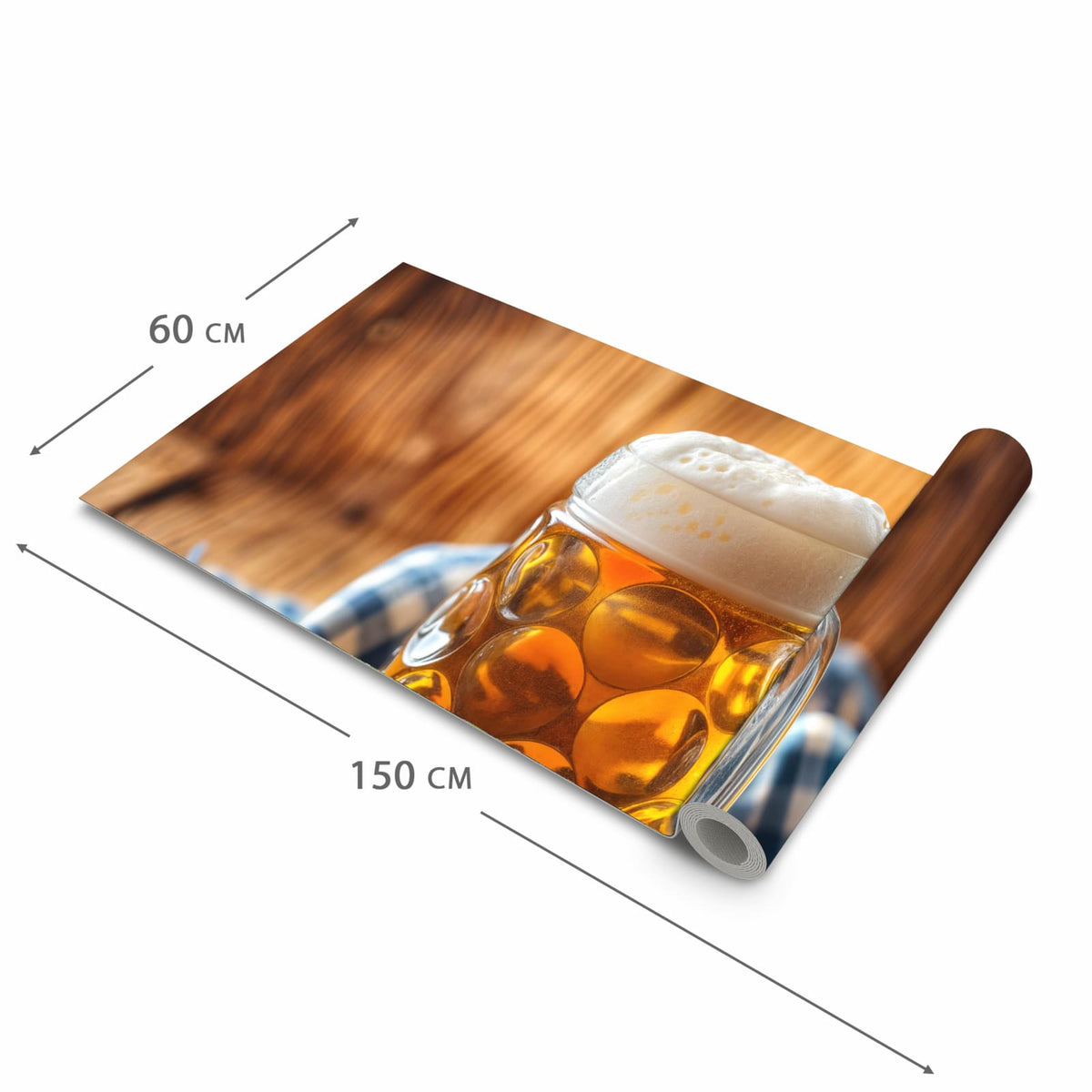 Pflegeleichter moderner Küchenläufer mit Motiv Bierglas in der Grösse 80x280 cm