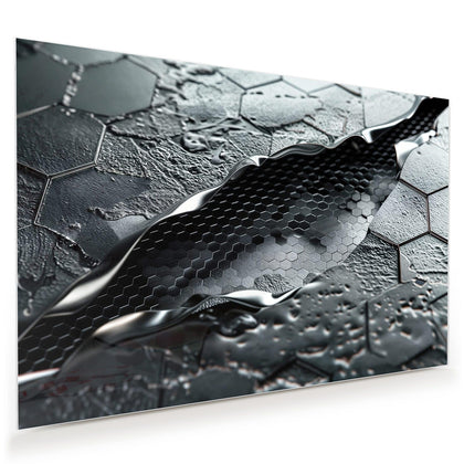 Wandbild mit dem Motiv Waben in Metall