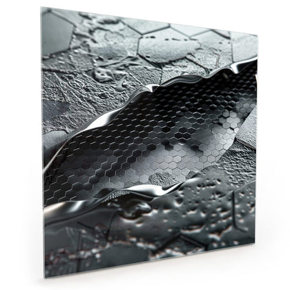 Küchenrückwand mit dem Motiv Waben in Metall