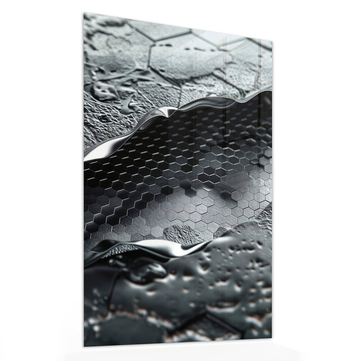 11 Größen – von 30 × 60 bis 60 × 150 cm – Wandbild - Waben in Metall - Hochformat