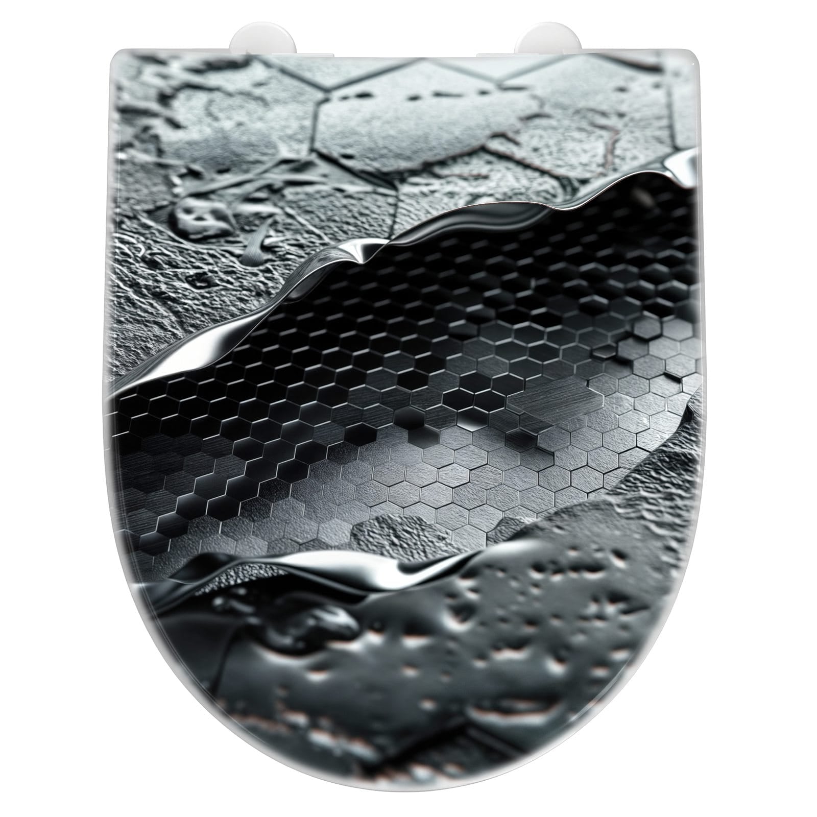 WC-Sitz mit Absenkautomatik Hexagon Muster