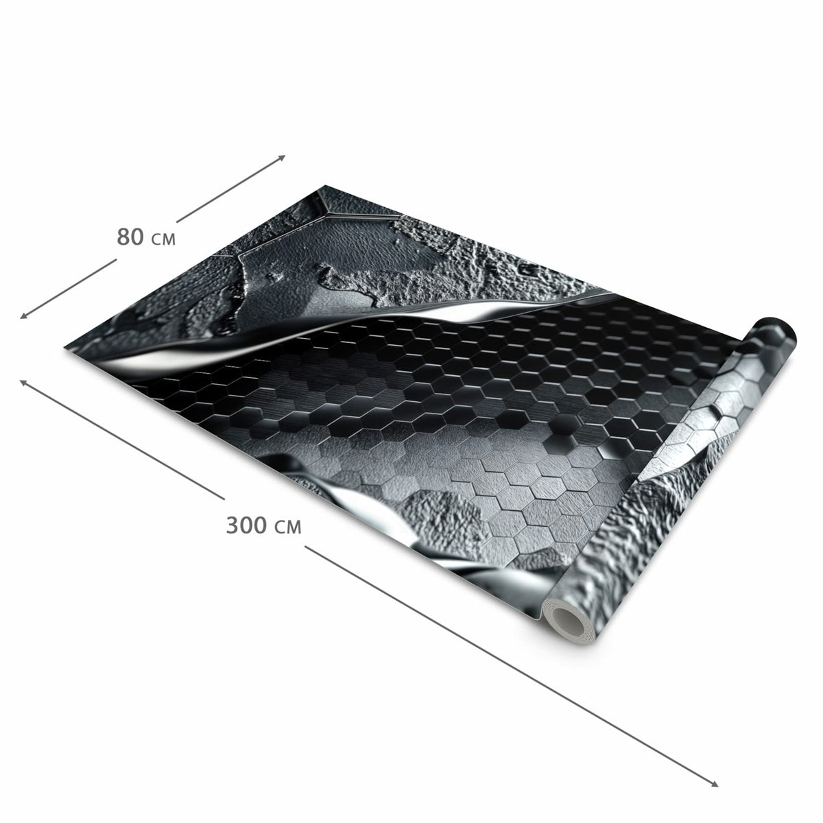 Farbbeständiger Küchenteppich mit Motiv Hexagon Muster in der Größe 80x280 cm