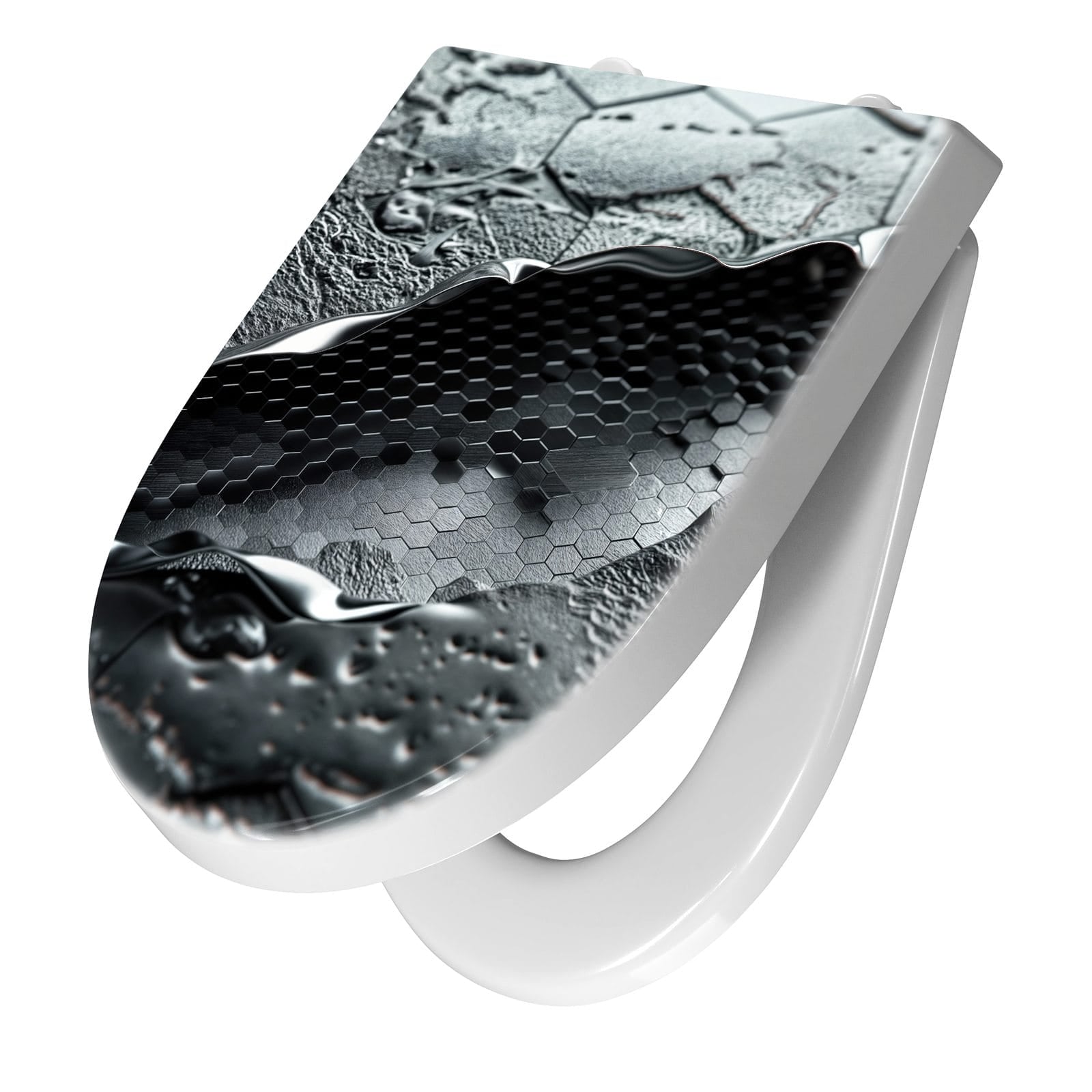 WC-Sitz mit Absenkautomatik Hexagon Muster