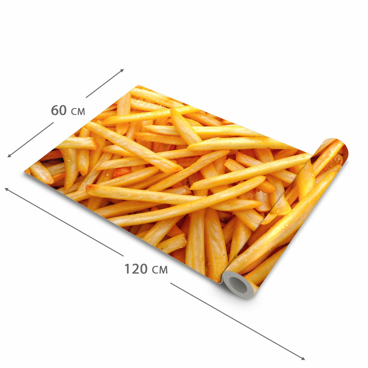 Abriebfester Küchenläufer mit Motiv Pommes Frites in der Grösse 80x250 cm
